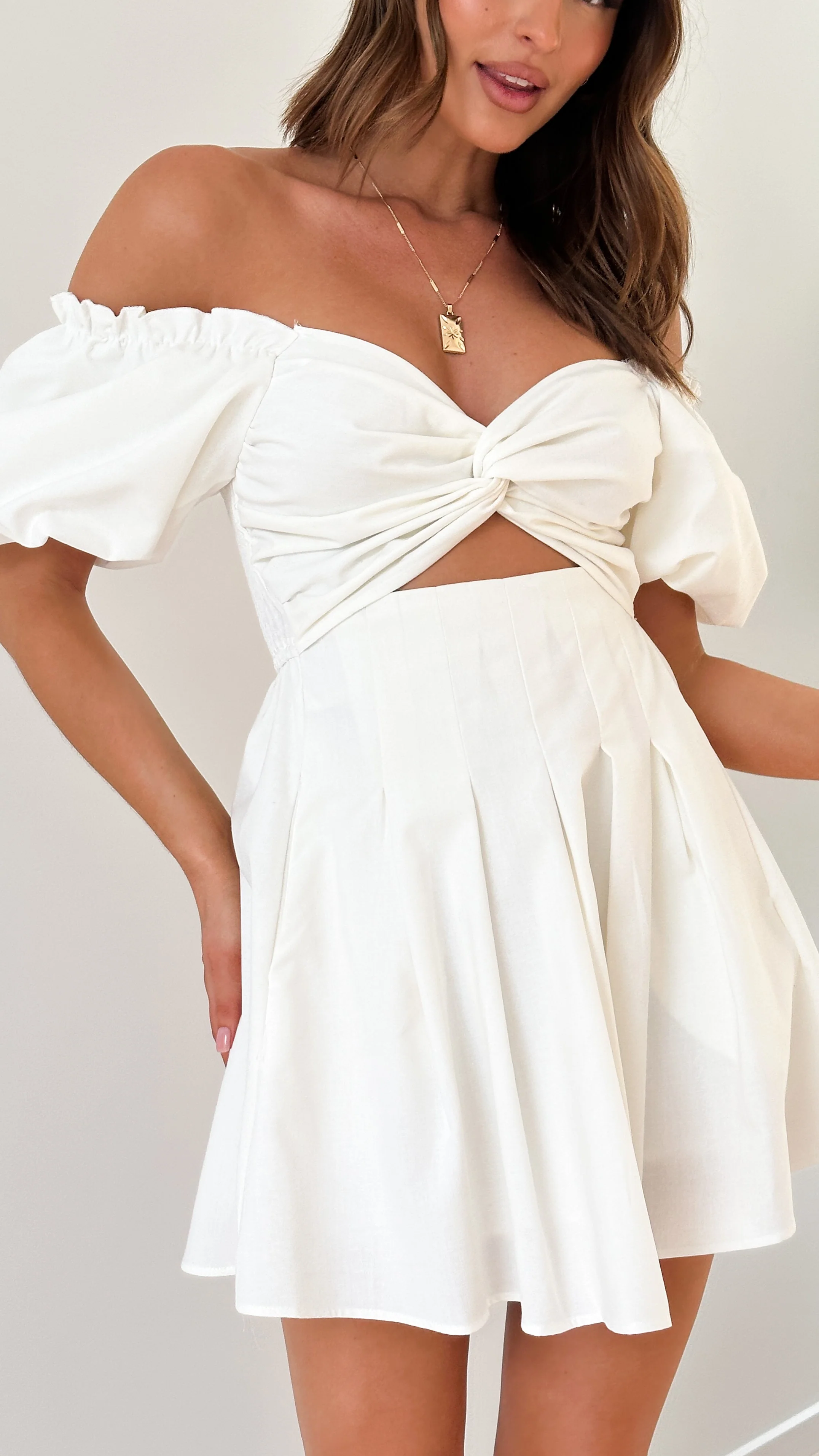 Stelle Mini Dress - White - necksoother