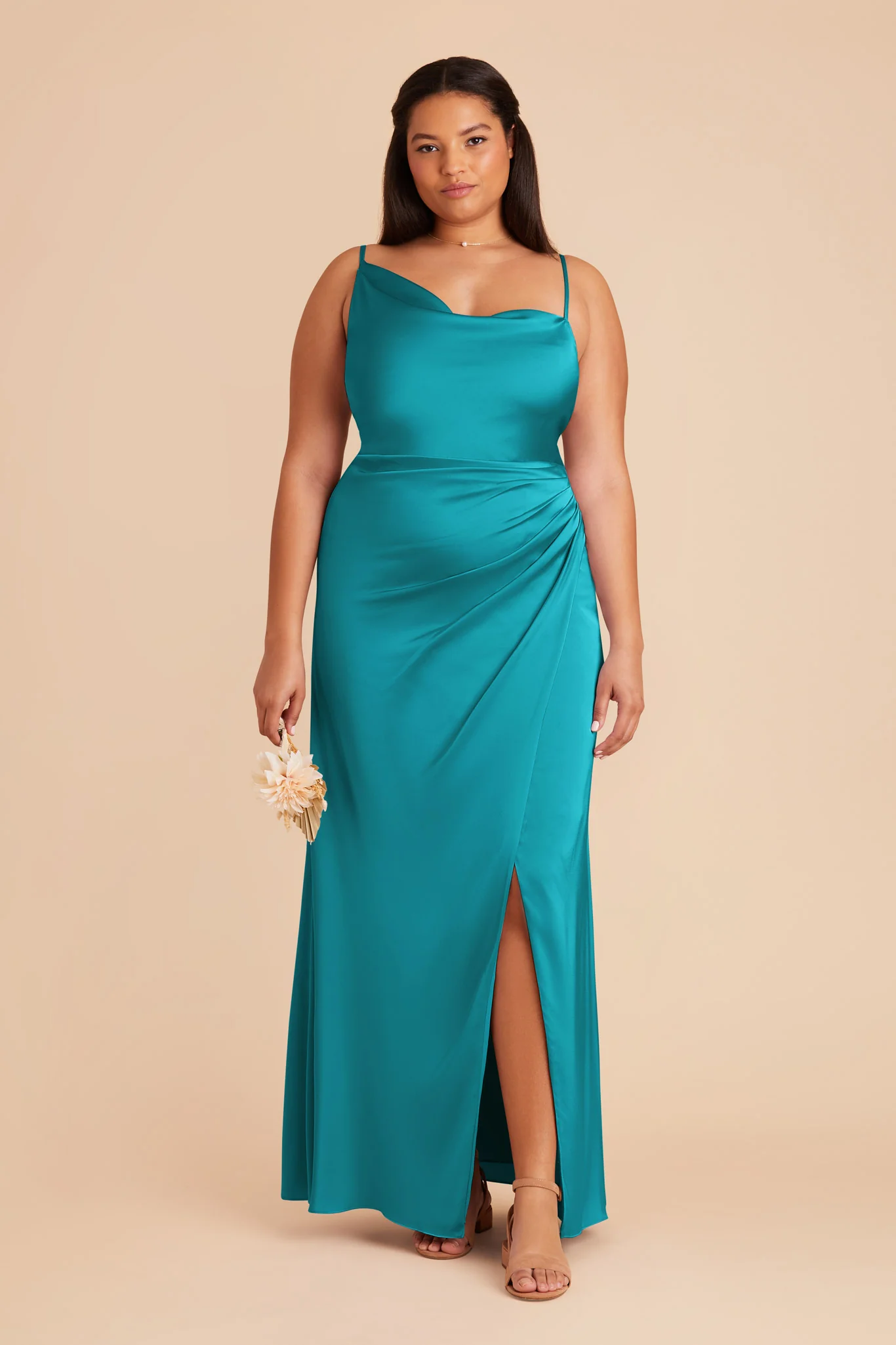 Jennifer Matte Satin Dress - Teal - necksoother