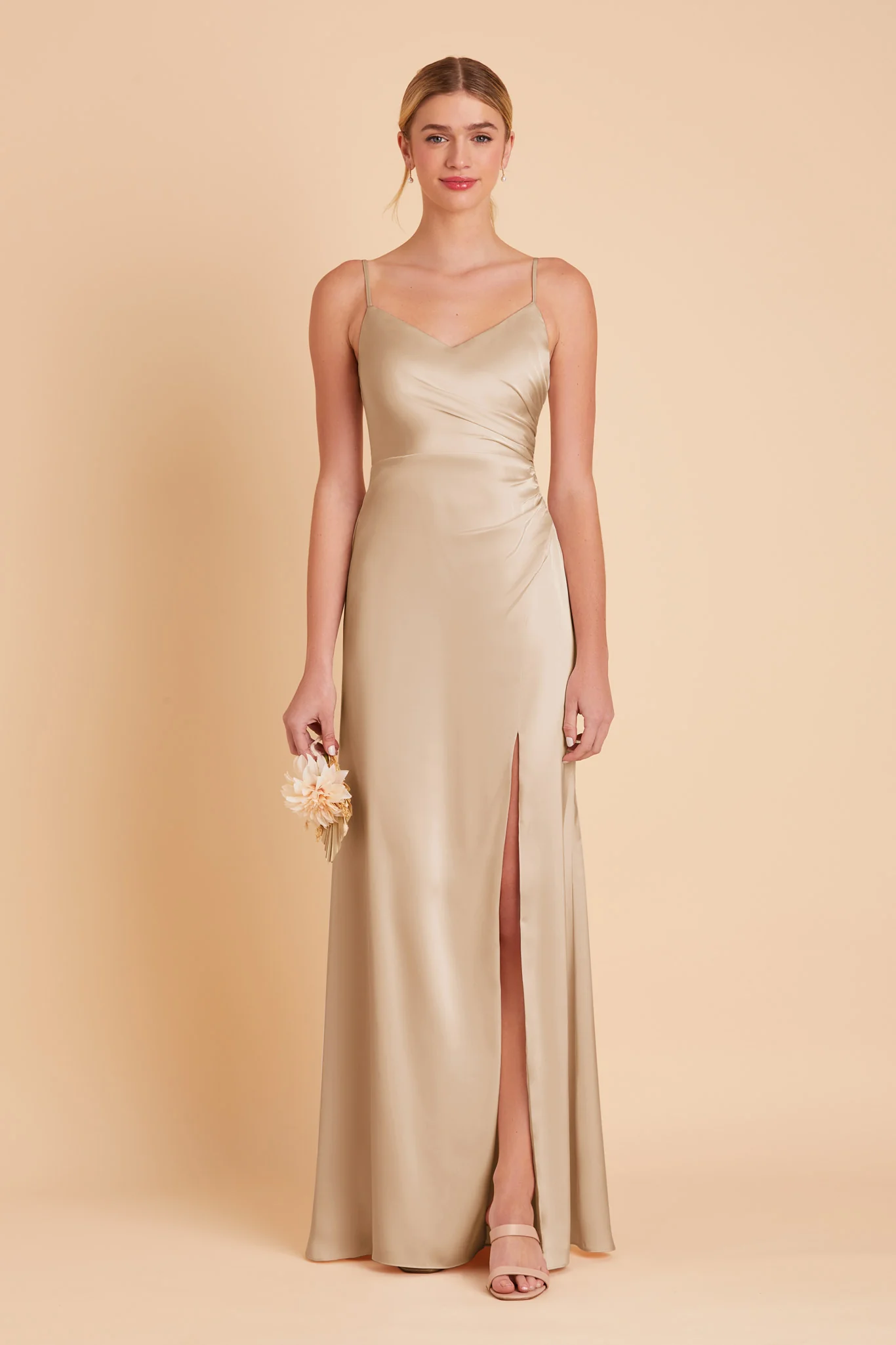 Catherine Matte Satin Dress - Gold - necksoother