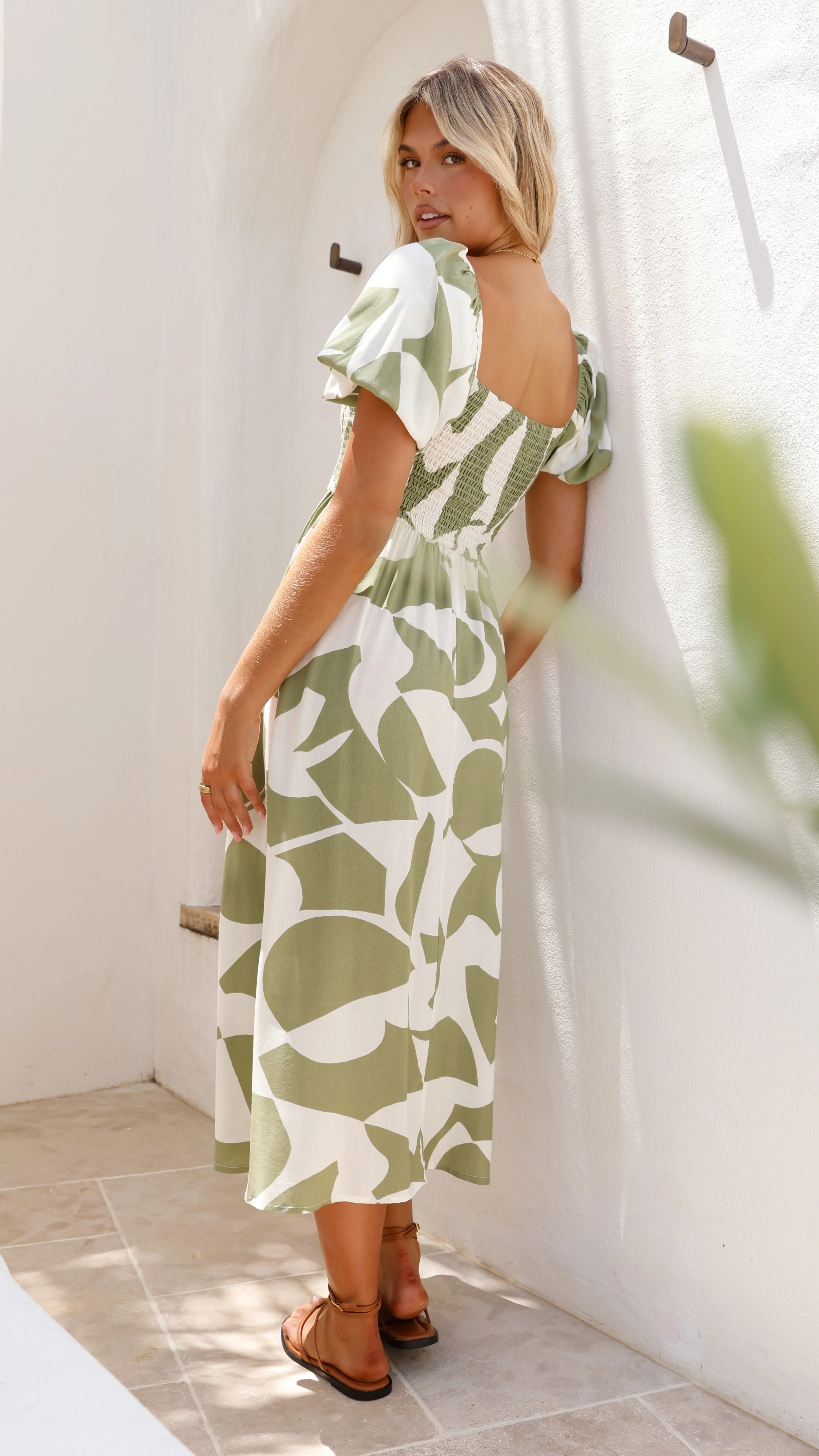 Ilene Midi Dress - Sage Print - necksoother