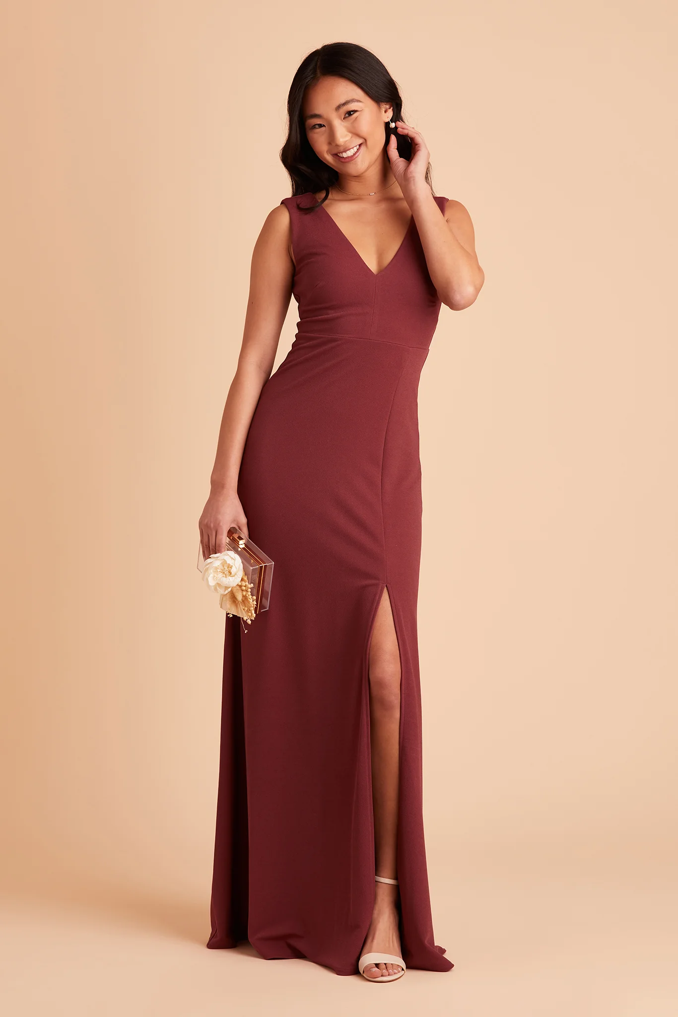 Shamin Crepe Dress - Rosewood - necksoother
