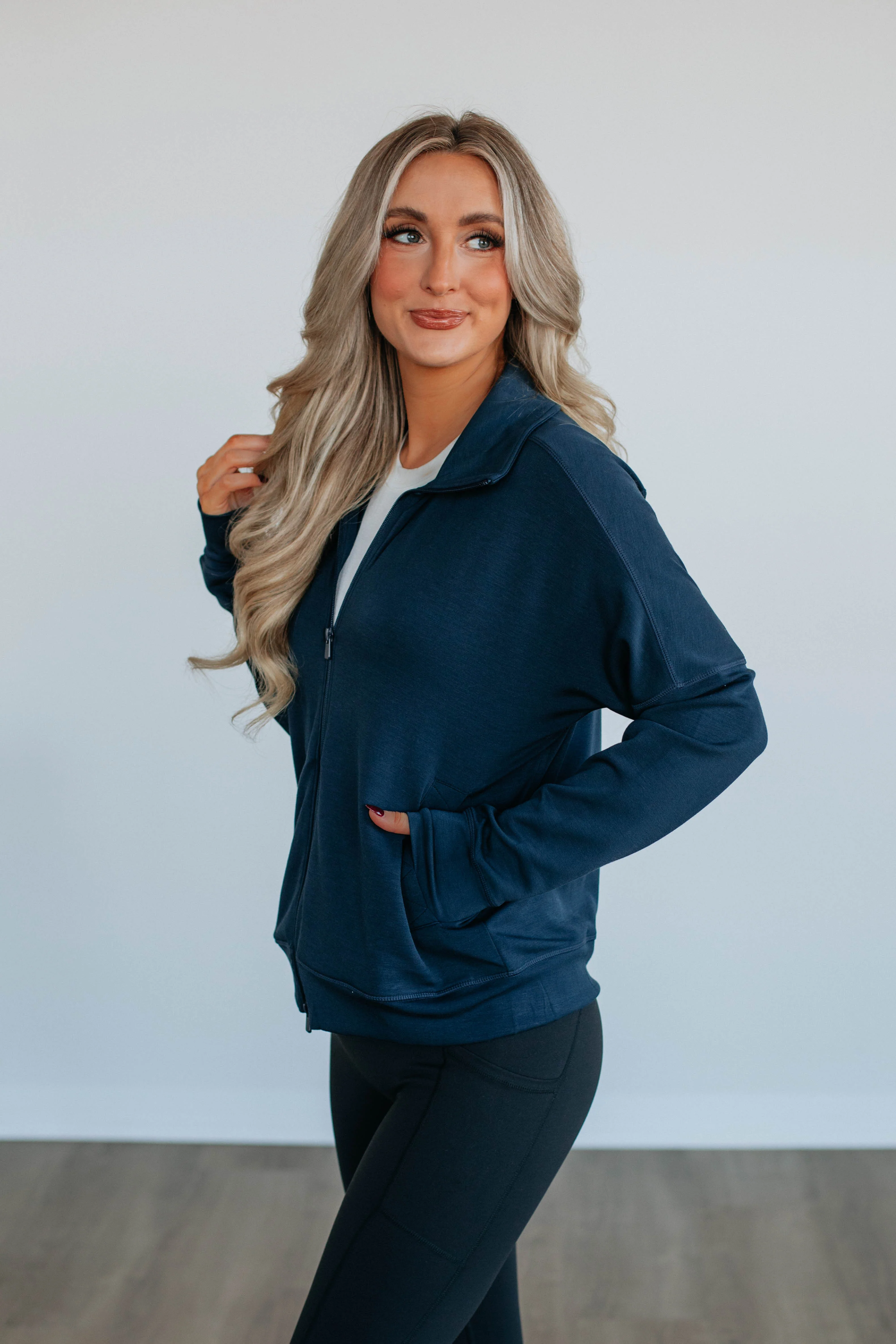Breckyn Zip-Up Jacket - Navy - necksoother