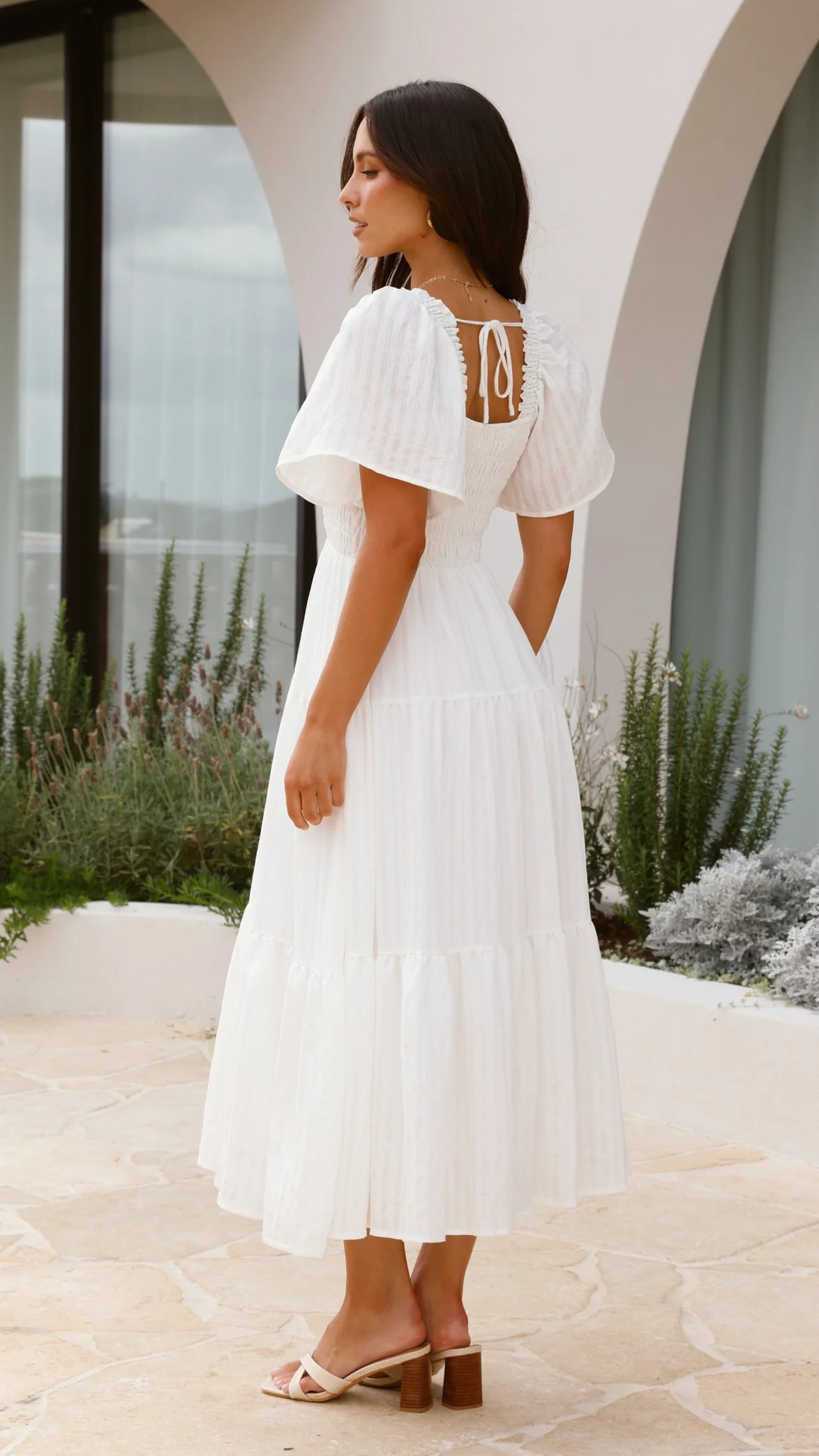 Lainey Midi Dress - White - necksoother