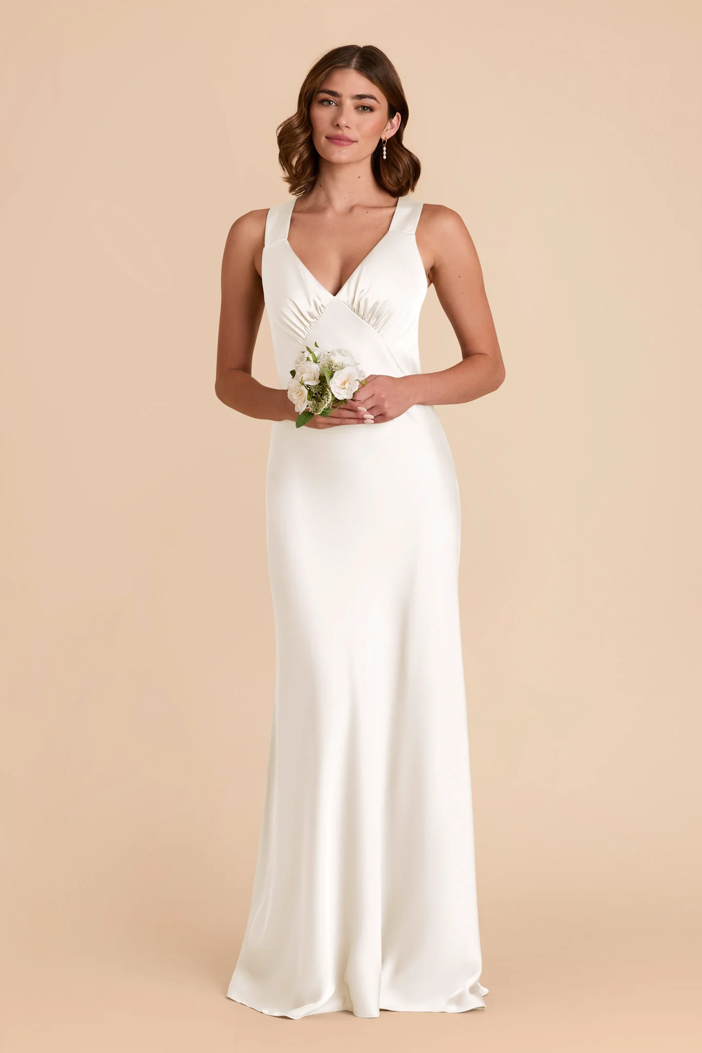 Veronica Matte Satin Dress - White - necksoother