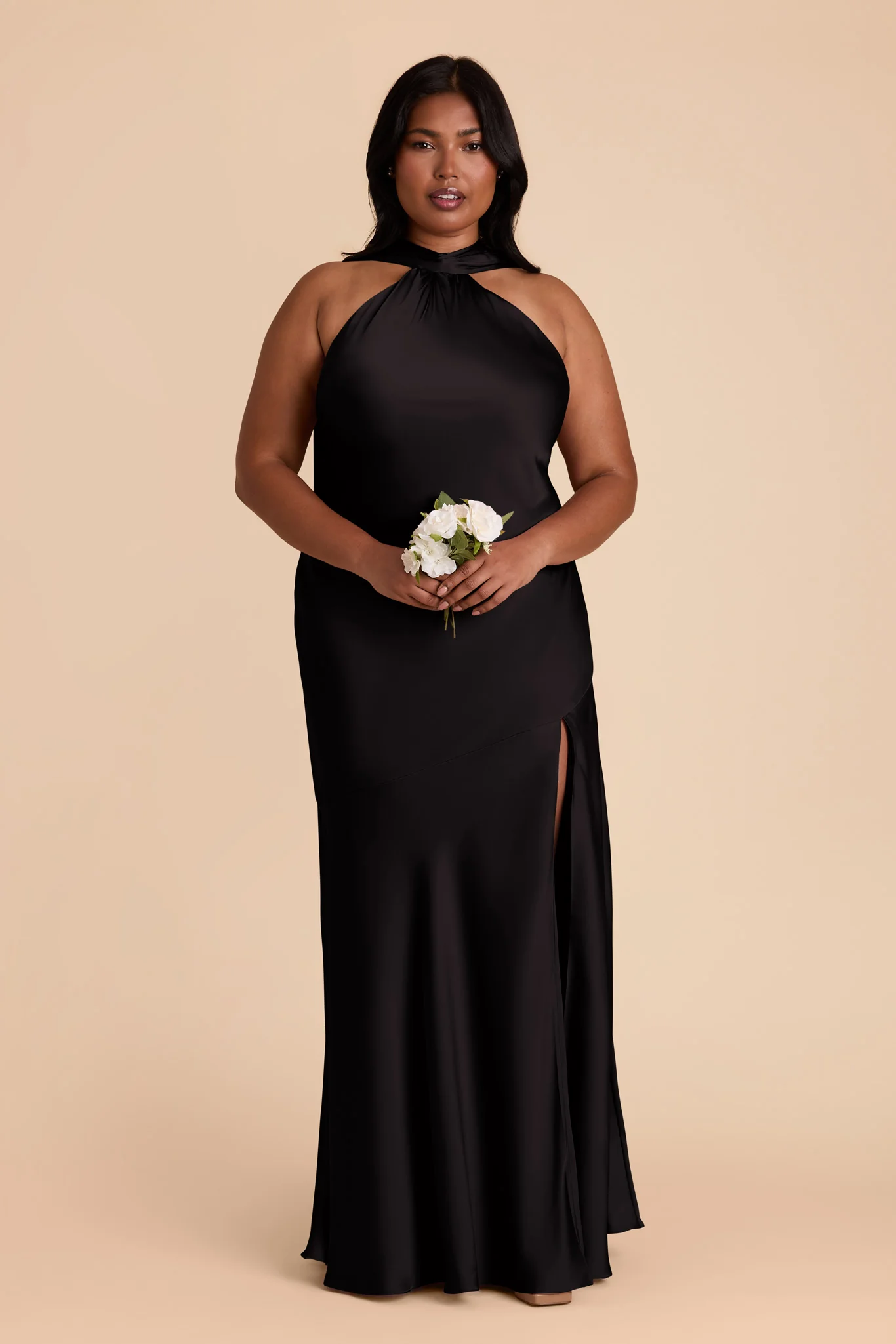 Eileen Matte Satin Dress - Black - necksoother