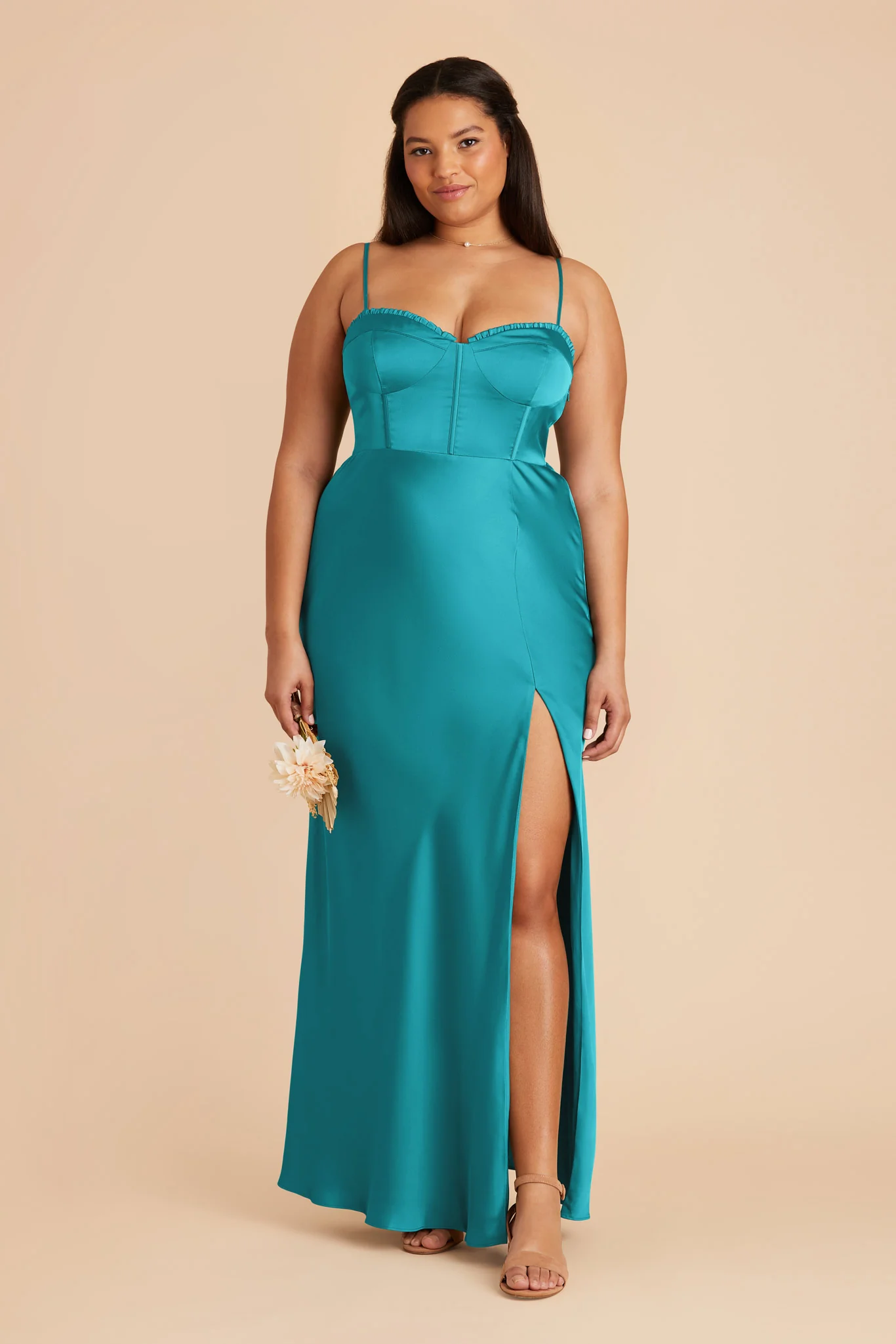 Jessica Matte Satin Dress - Teal - necksoother