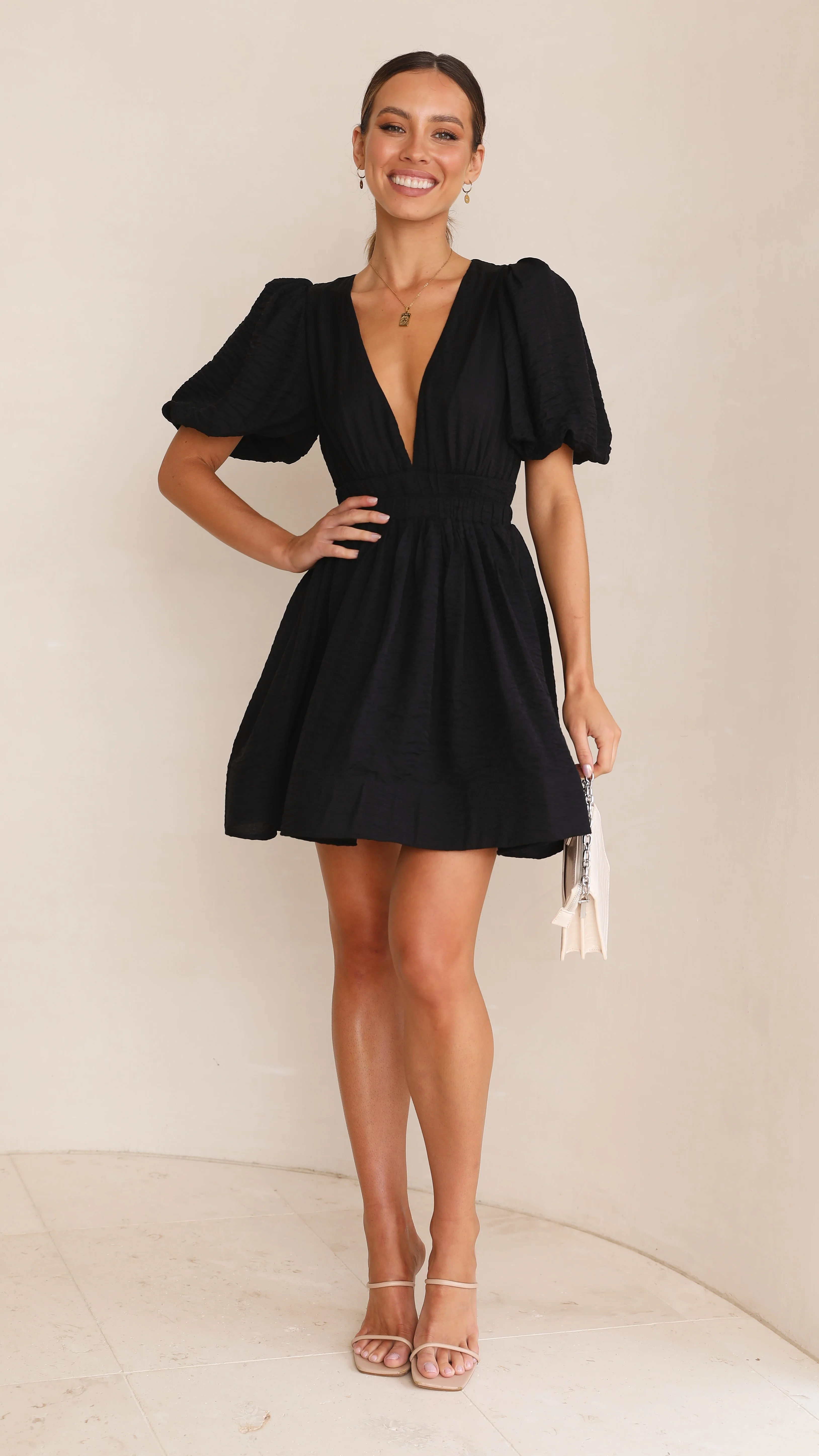 Erin Mini Dress - Black - necksoother