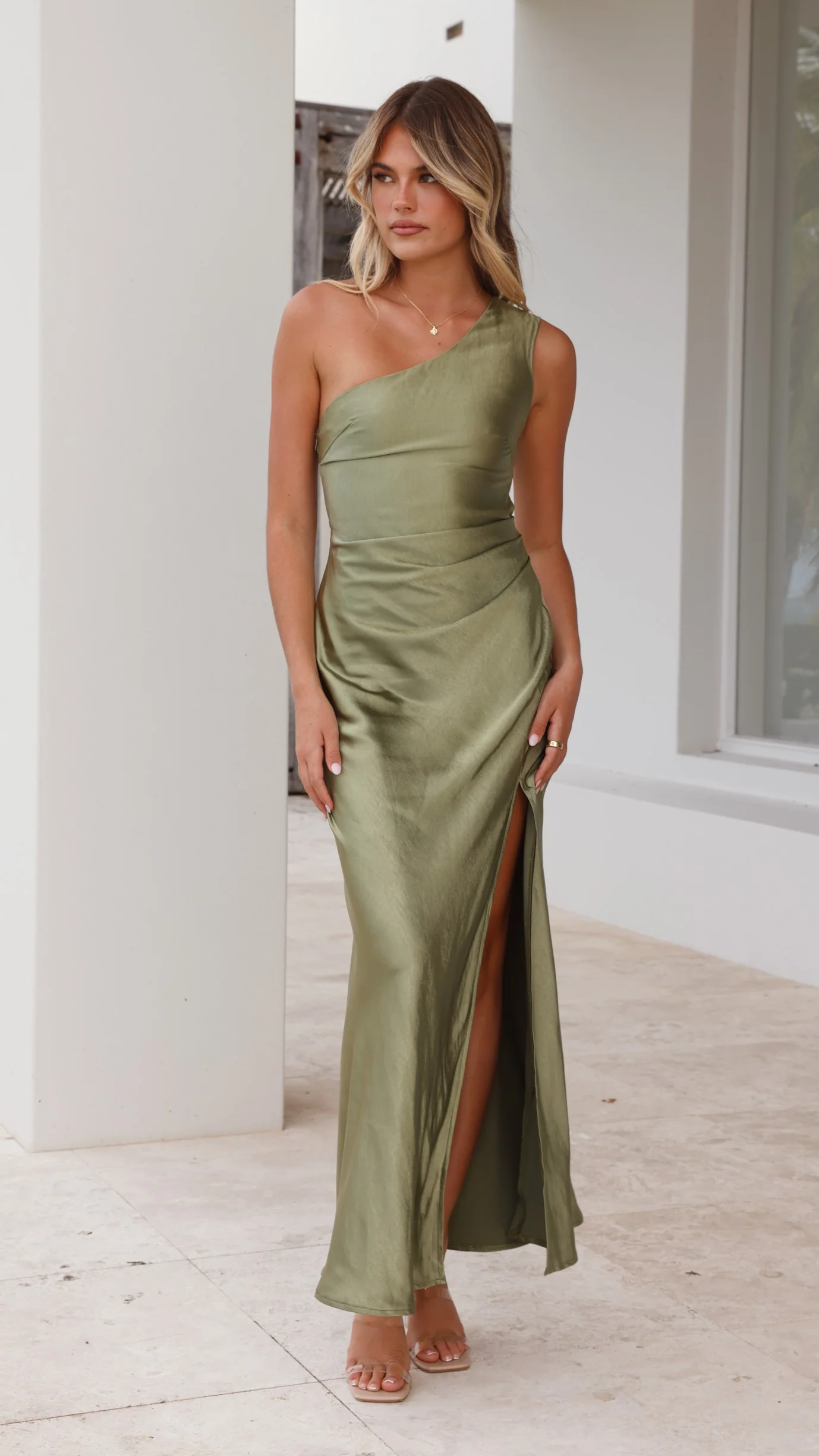 Victoria Maxi Dress - Olive - necksoother