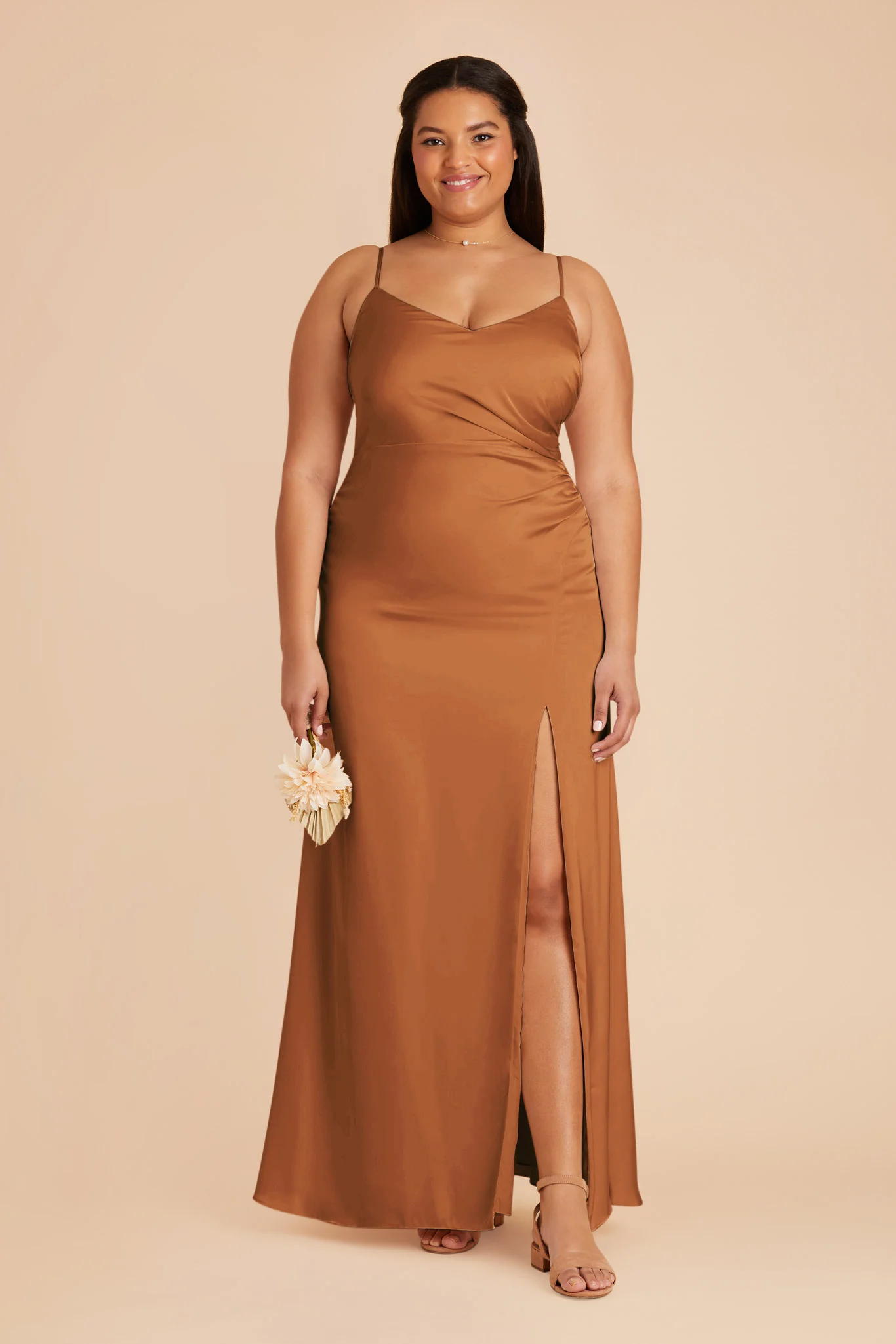 Catherine Matte Satin Dress - Rust - necksoother