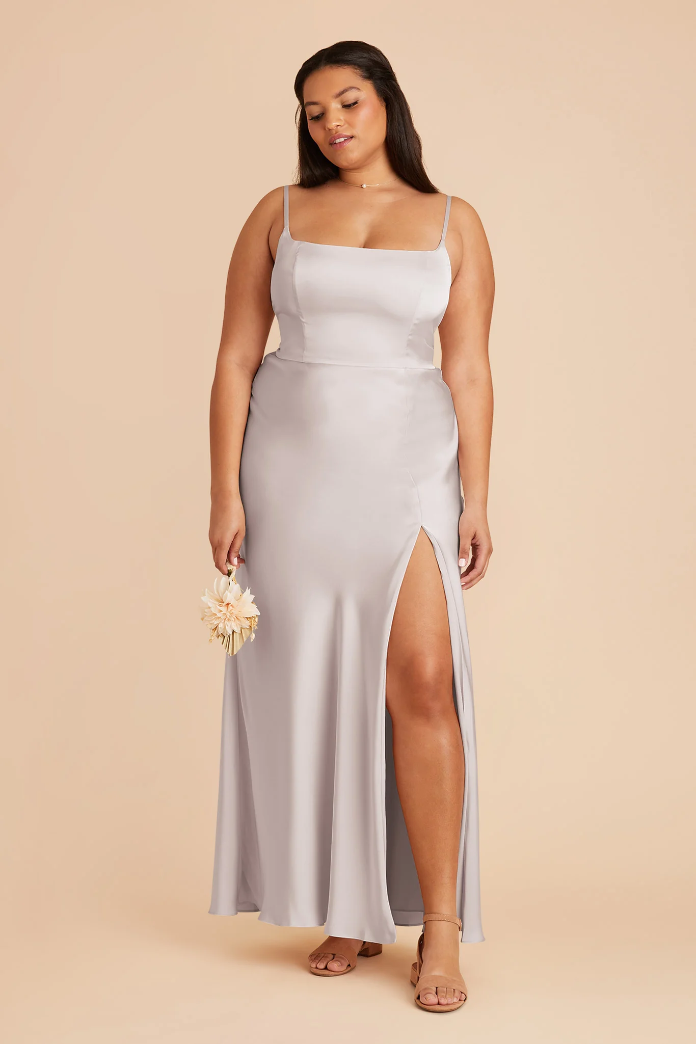 Mai Matte Satin Dress - Platinum - necksoother
