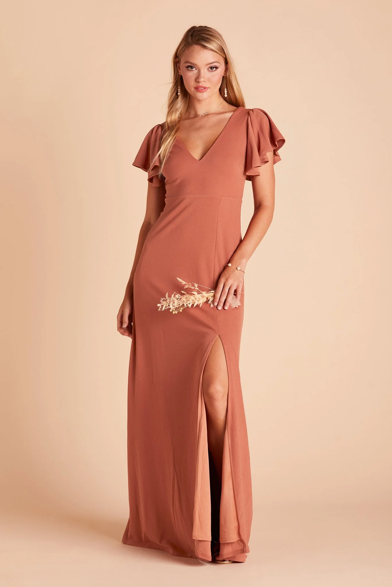 Hannah Crepe Dress - Terracotta - necksoother