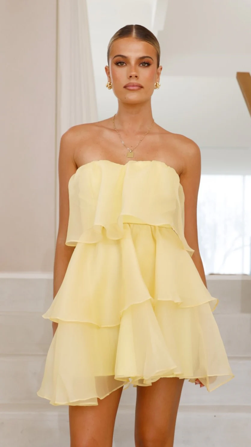 Monet Mini Dress - Yellow - necksoother
