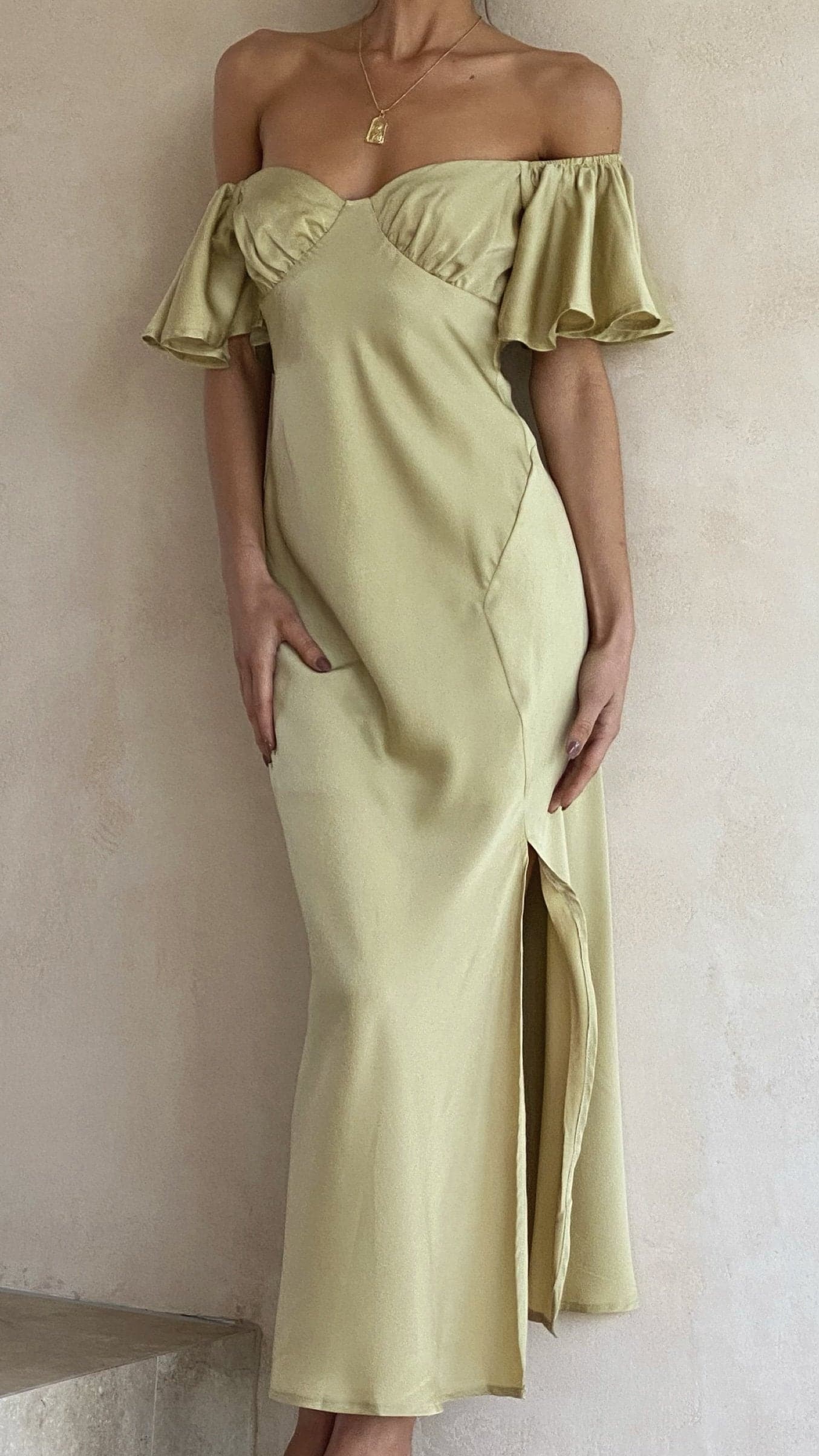 Louisa Midi Dress - Olive - necksoother