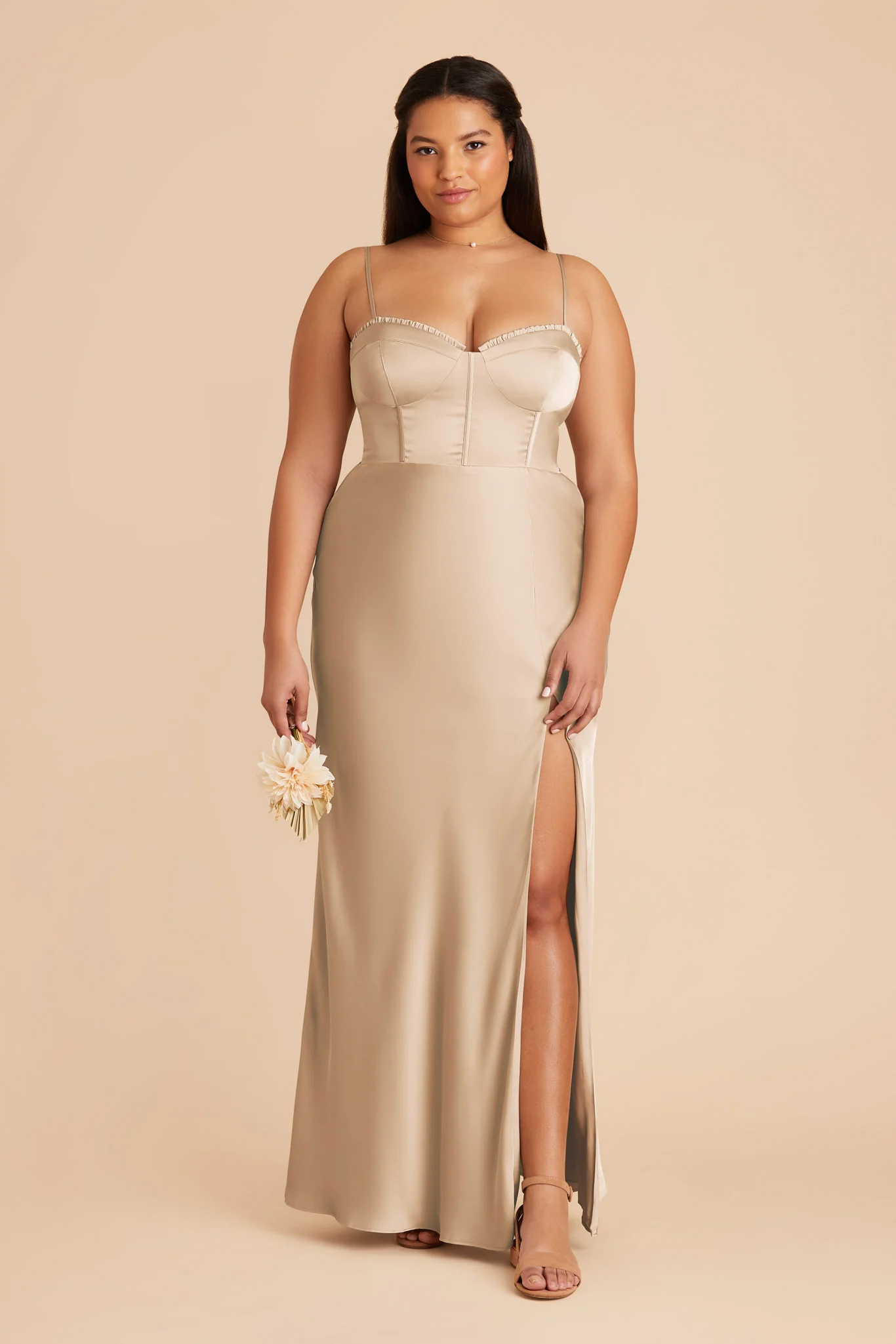 Jessica Matte Satin Dress - Gold - necksoother