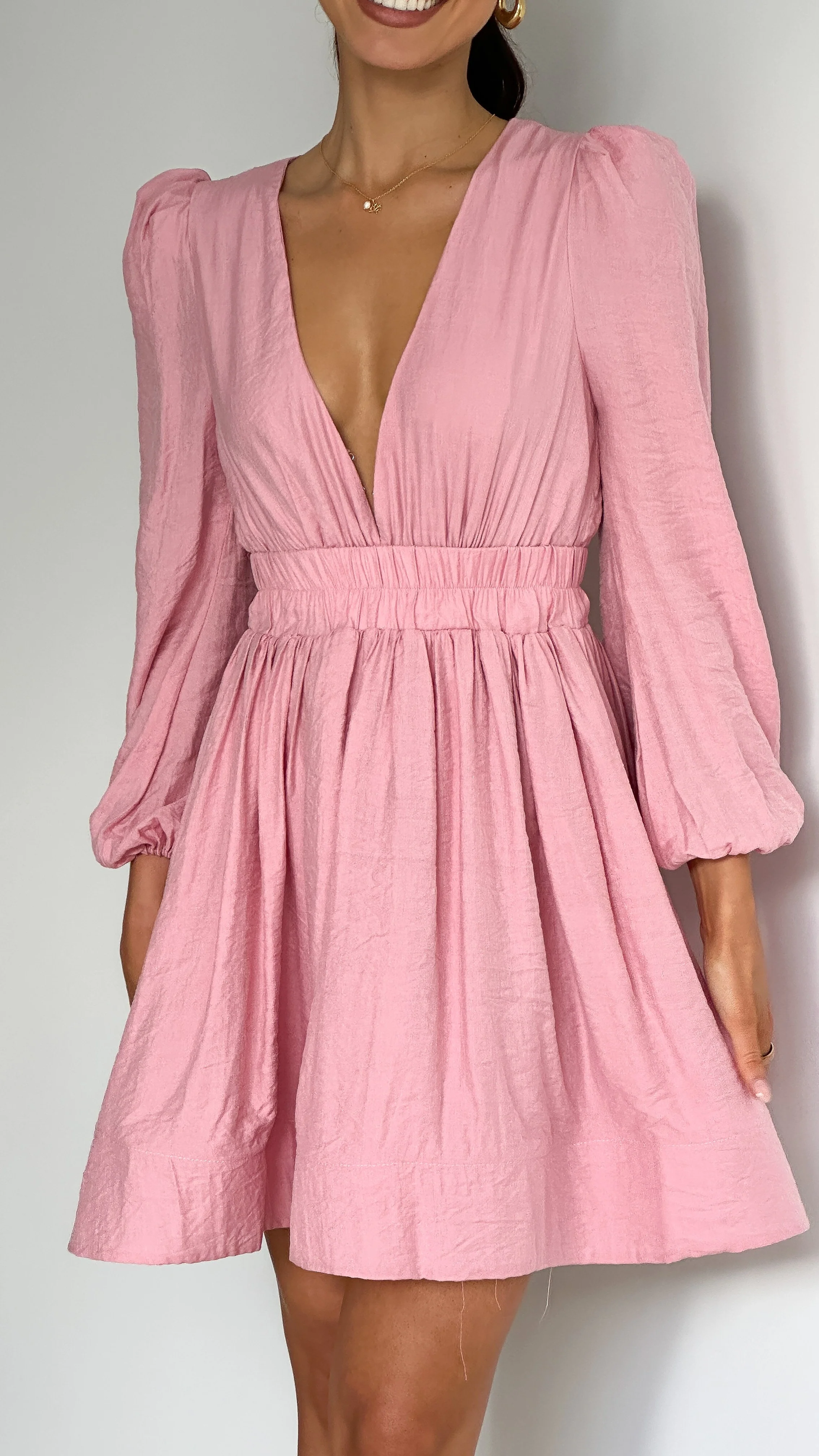 Charlotte Mini Dress - Soft Pink - necksoother