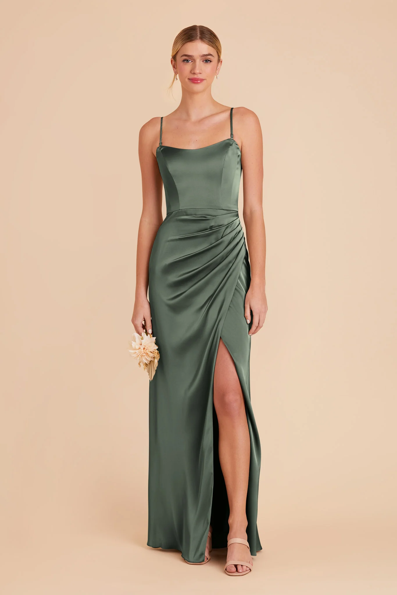 Anne Matte Satin Dress - Eucalyptus - necksoother