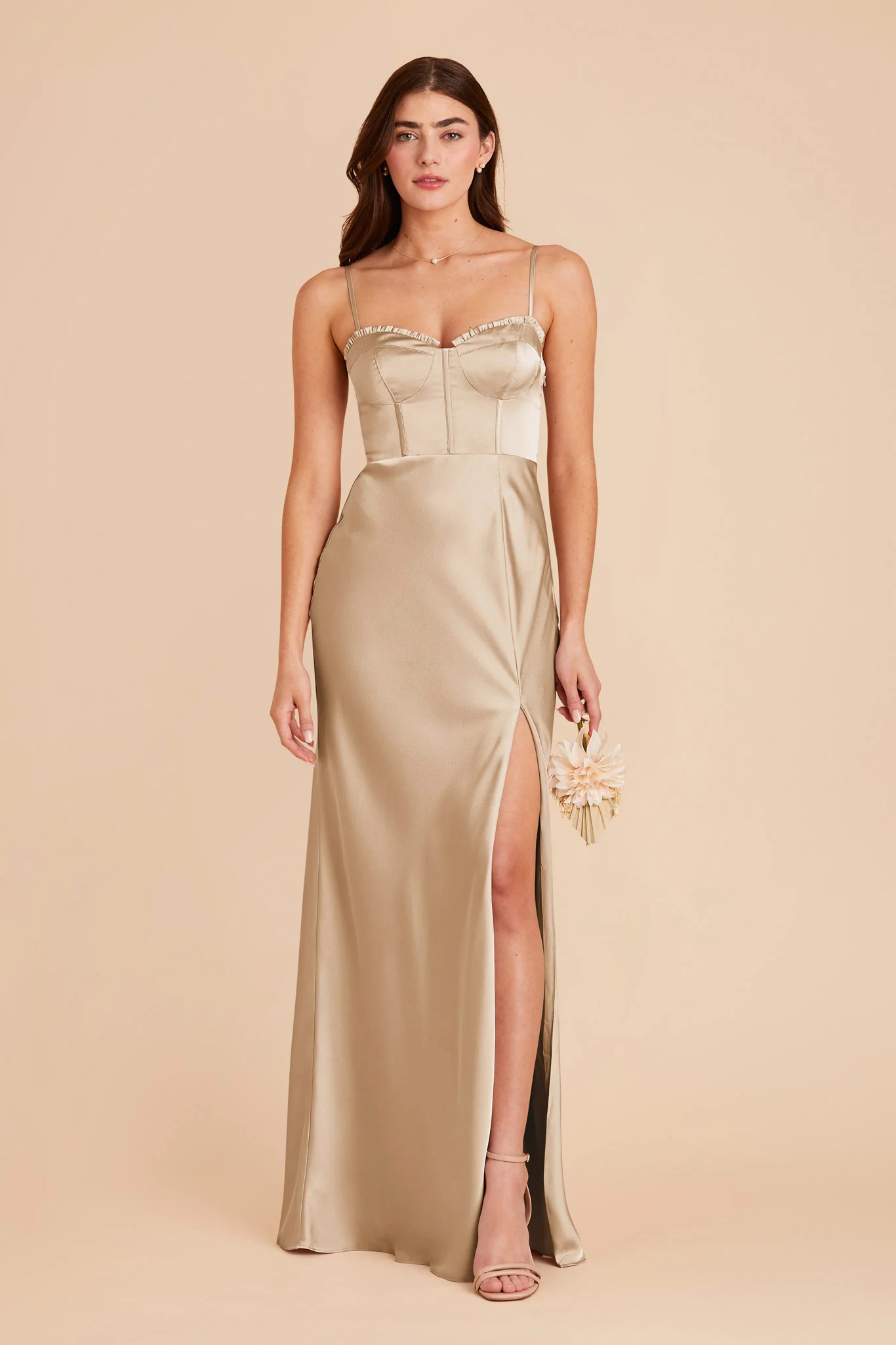 Jessica Matte Satin Dress - Gold - necksoother