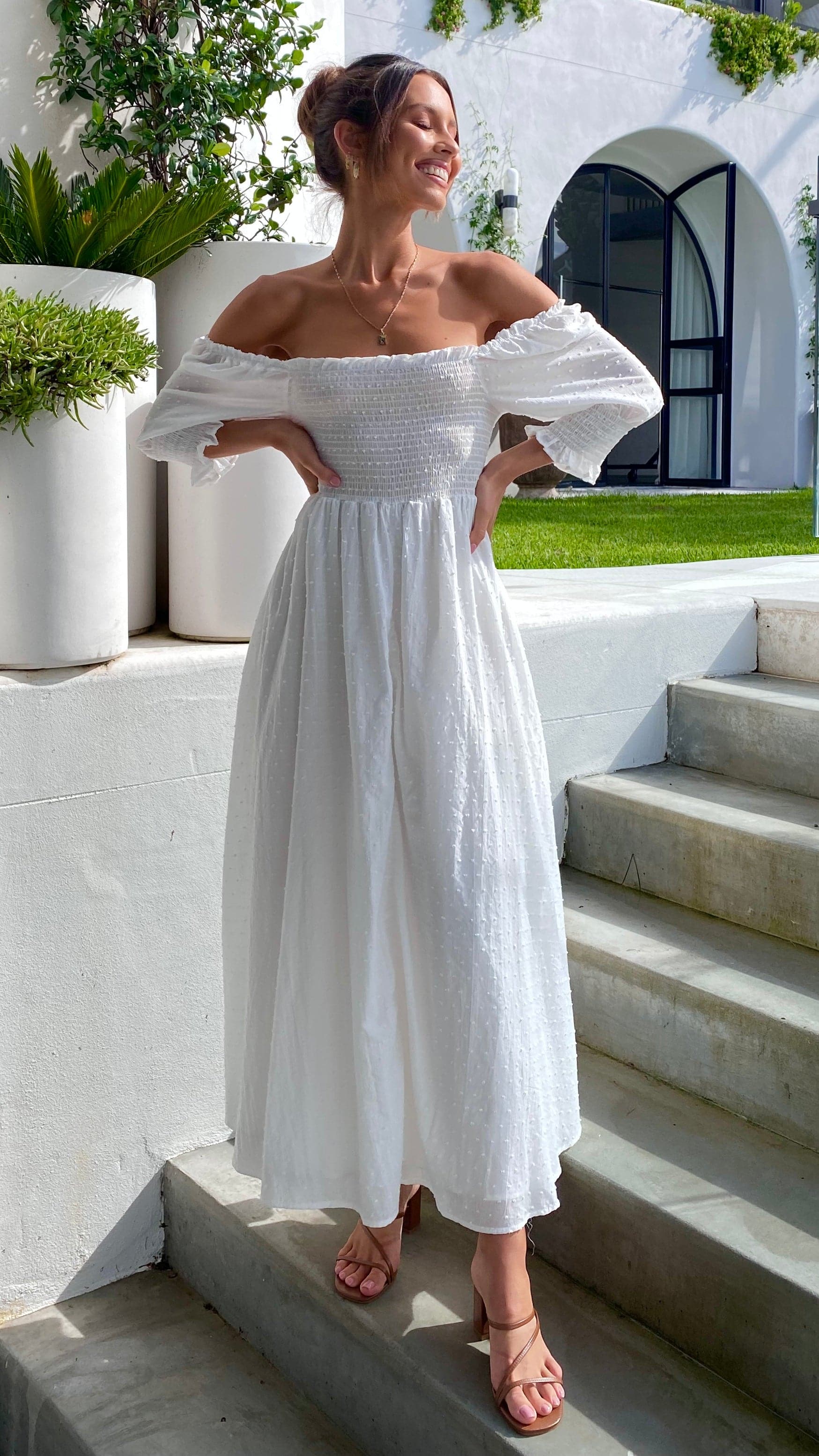 Cierra Midi Dress - White - necksoother