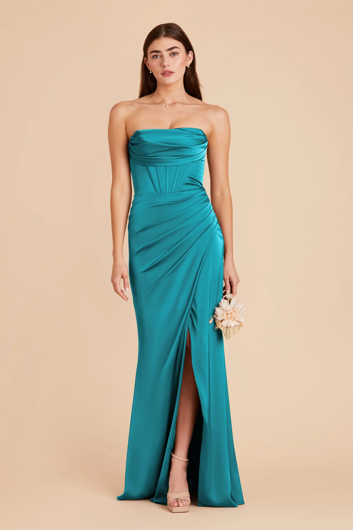 Carrie Matte Satin Dress - Teal - necksoother