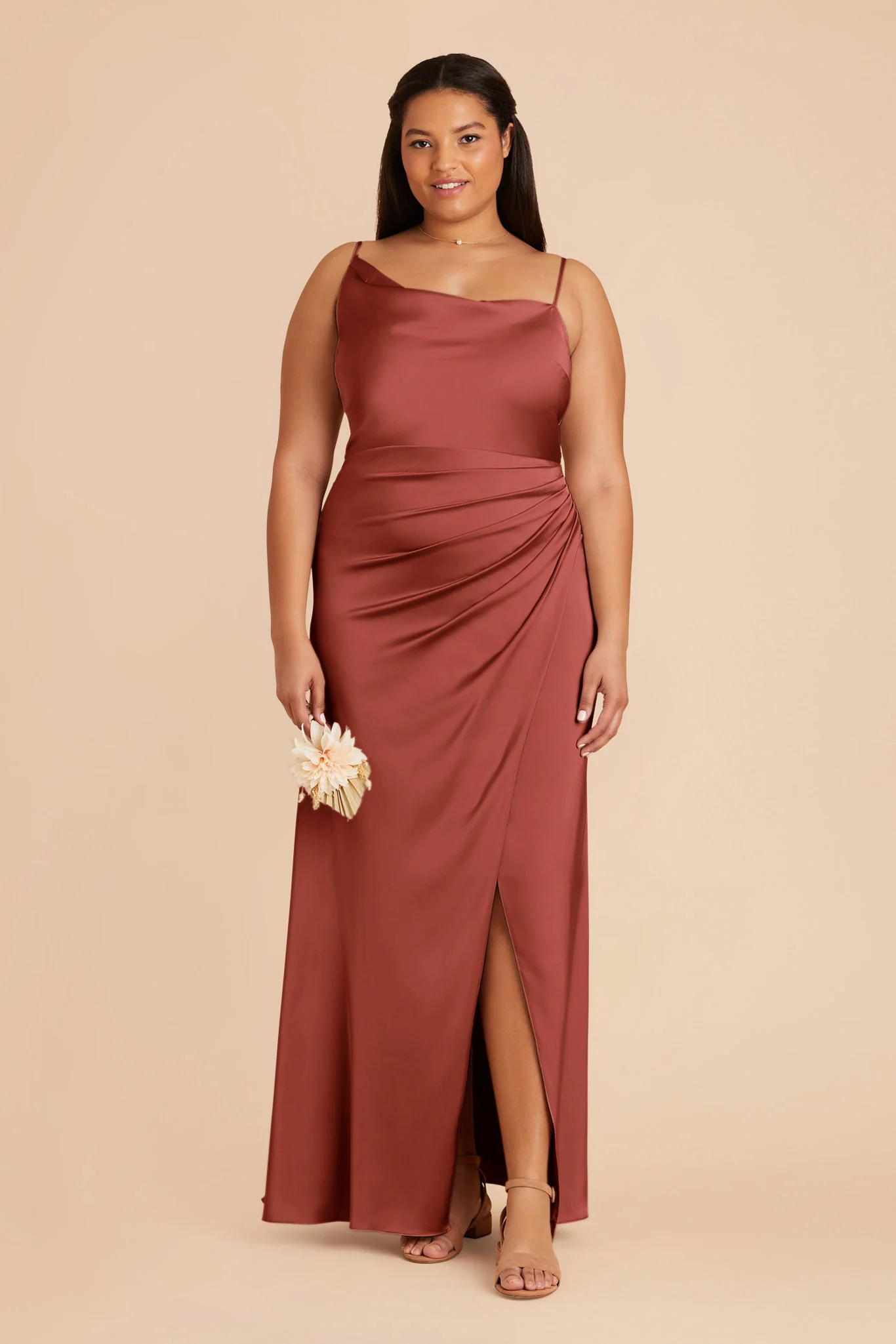 Jennifer Matte Satin Dress - Spice - necksoother
