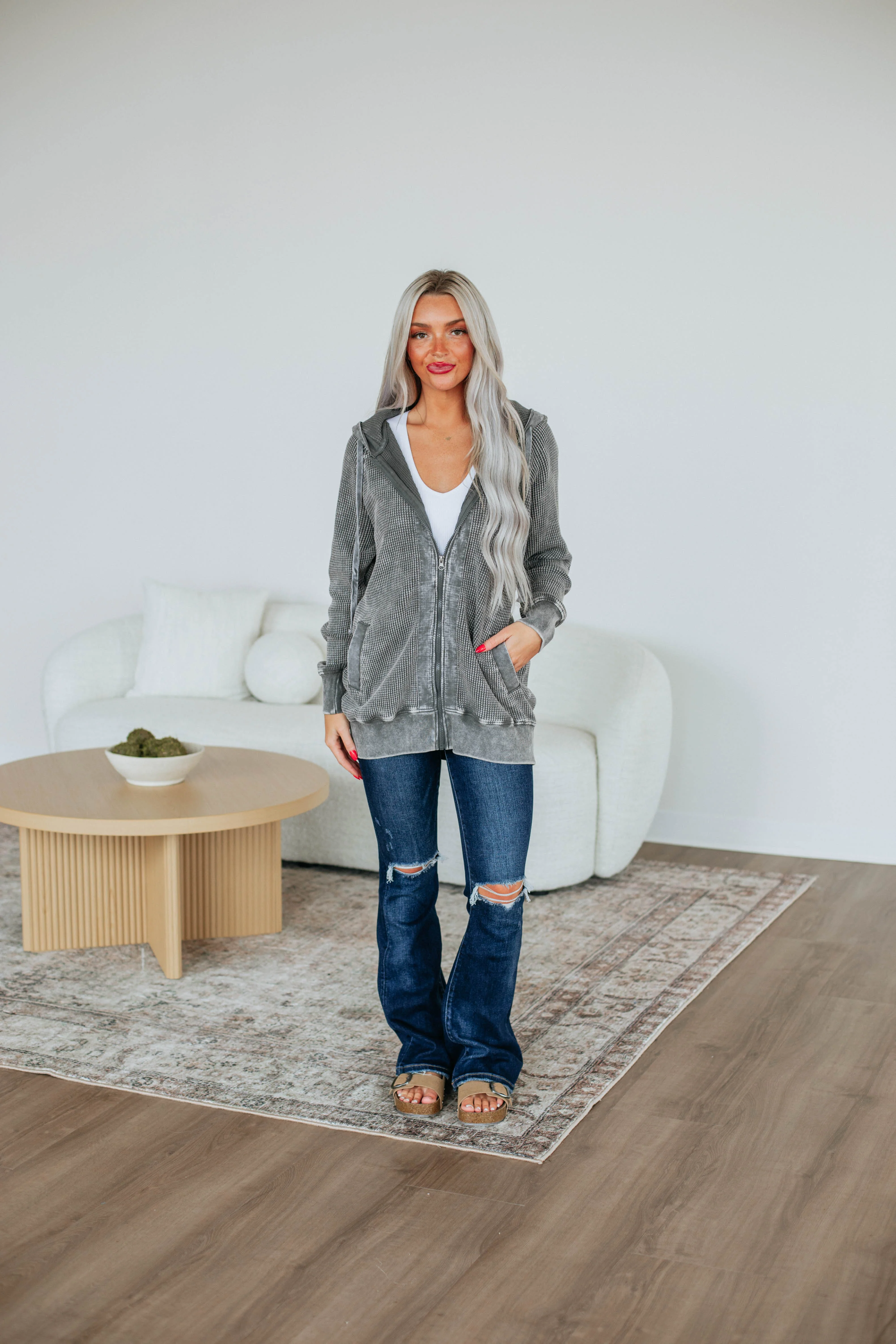 Leya Zip-Up Jacket - Charcoal - necksoother