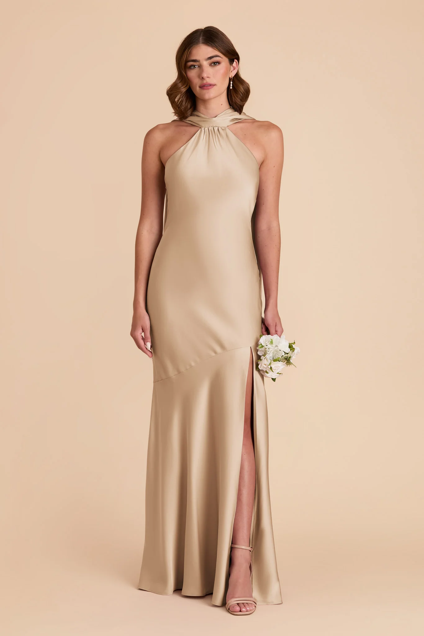 Eileen Matte Satin Dress - Gold - necksoother