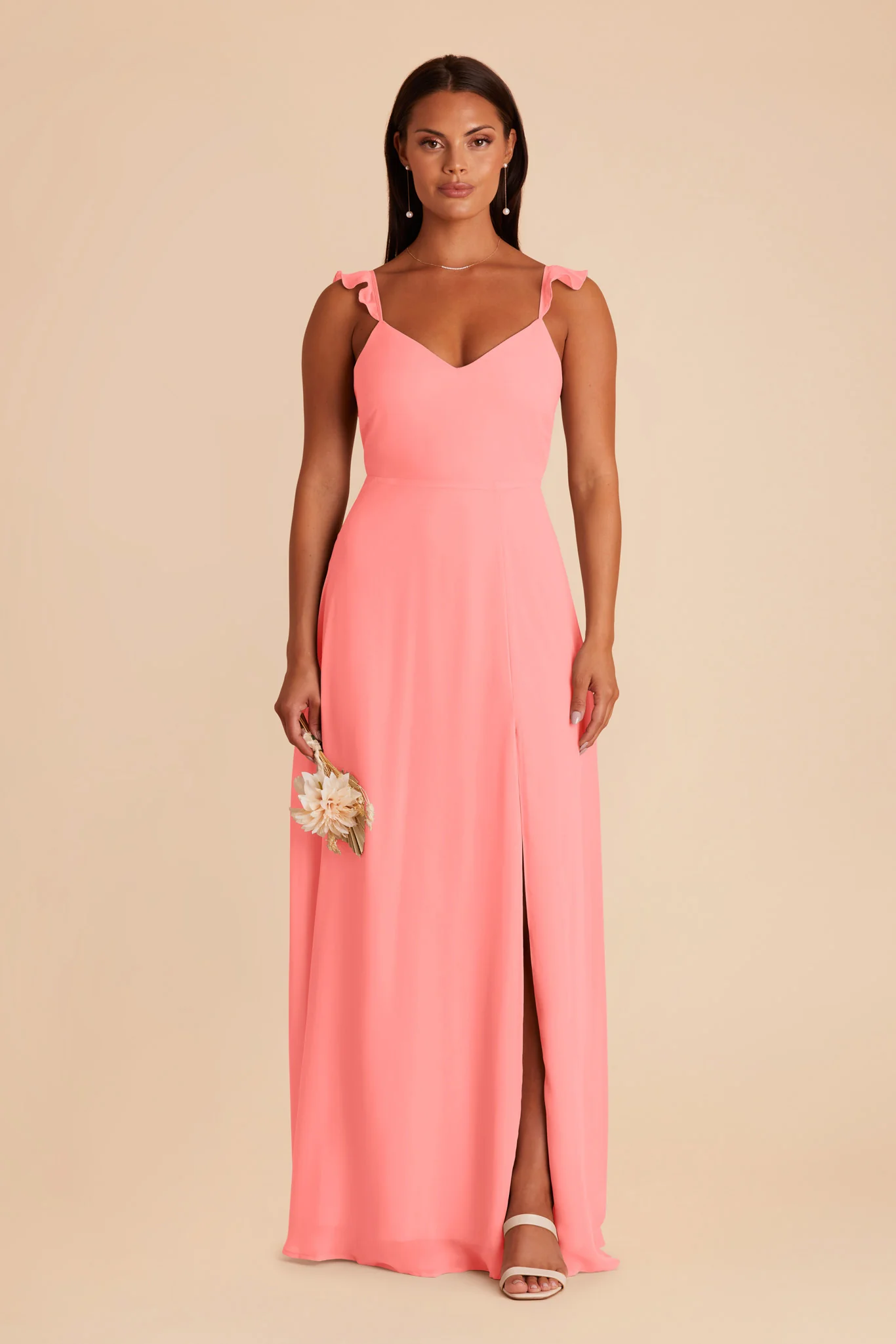 Doris Chiffon Dress - Coral Pink - necksoother