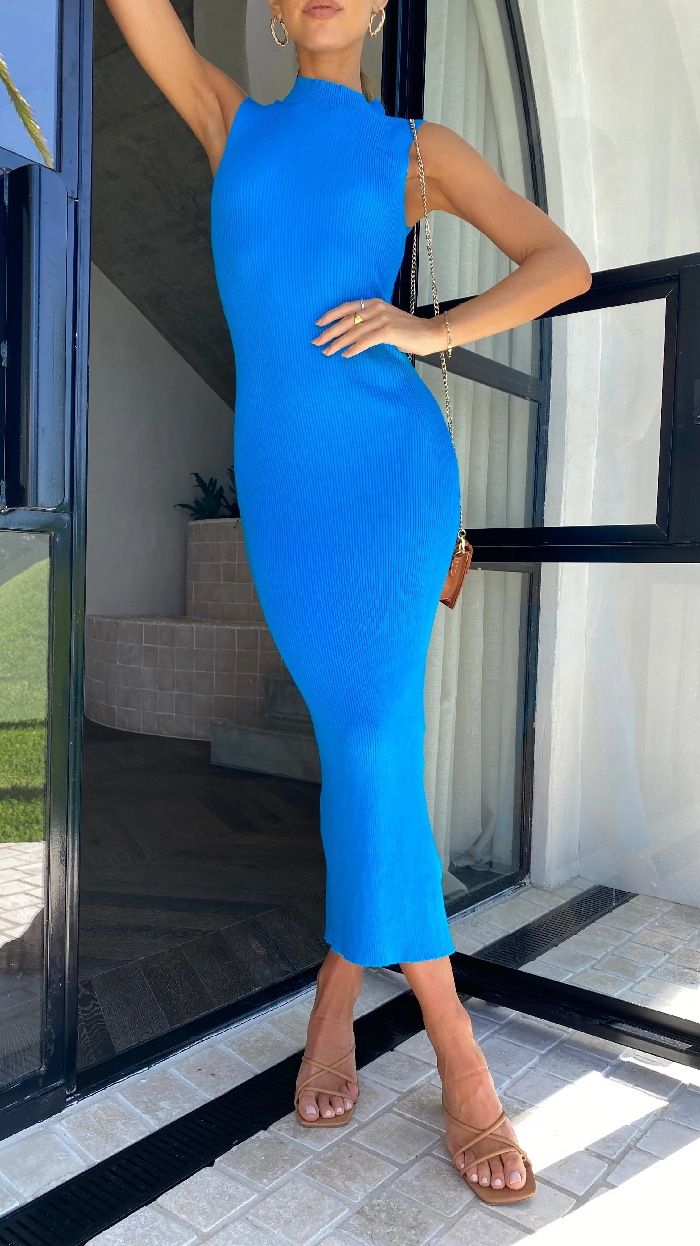 Mae Knit Dress - Blue - necksoother
