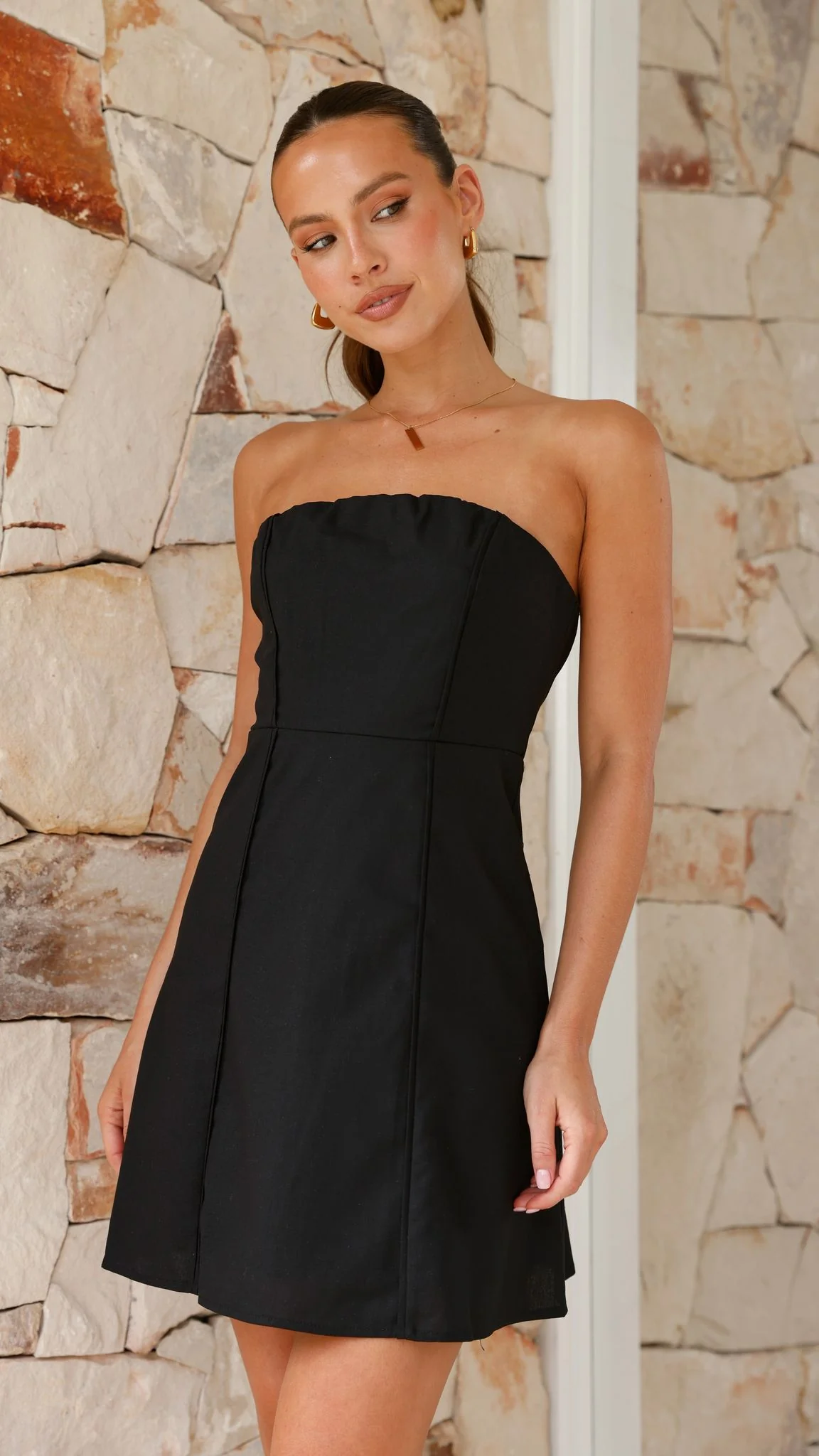 Daphnie Mini Dress - Black - necksoother