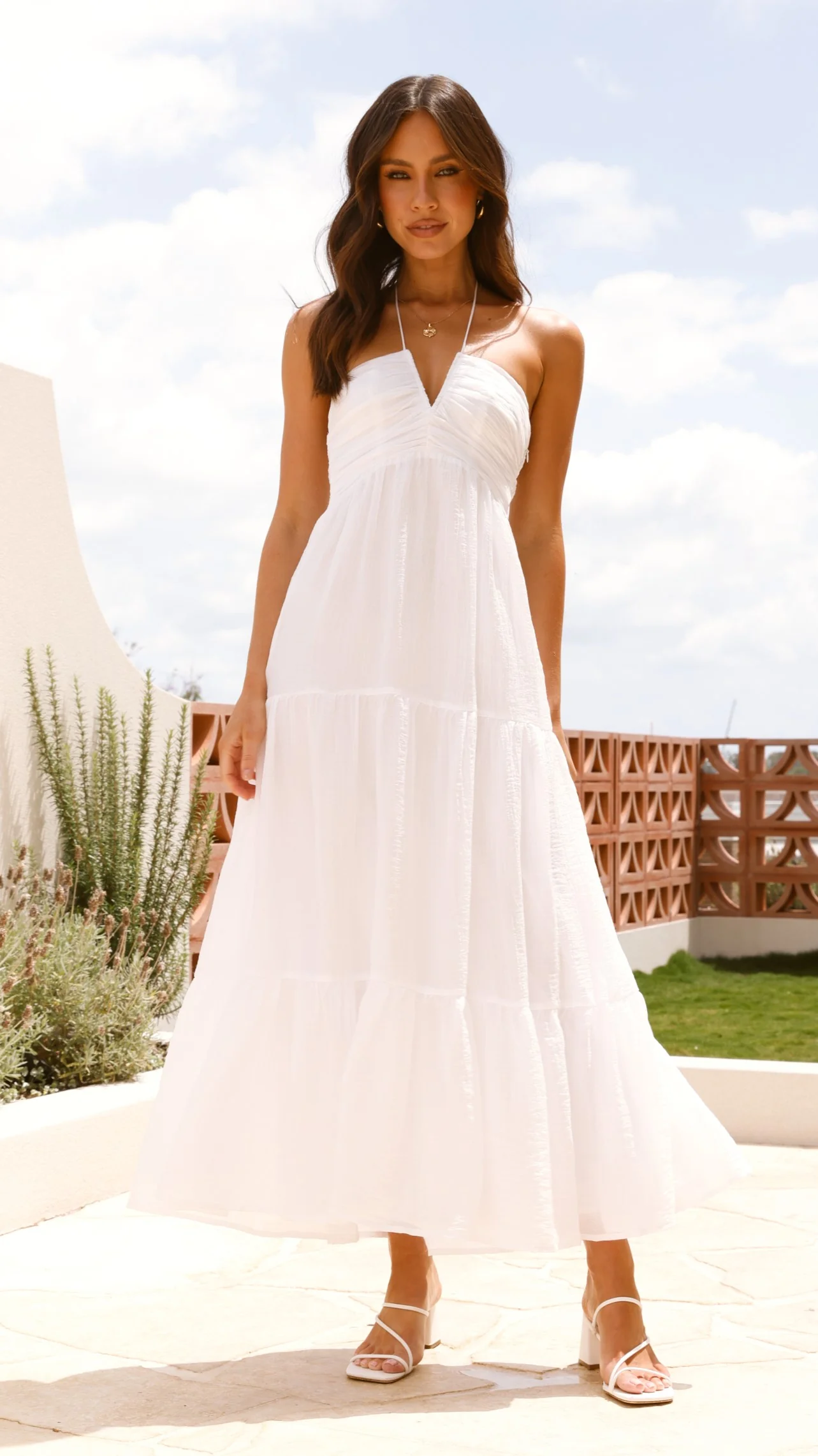 Taffeta Maxi Dress - White - necksoother