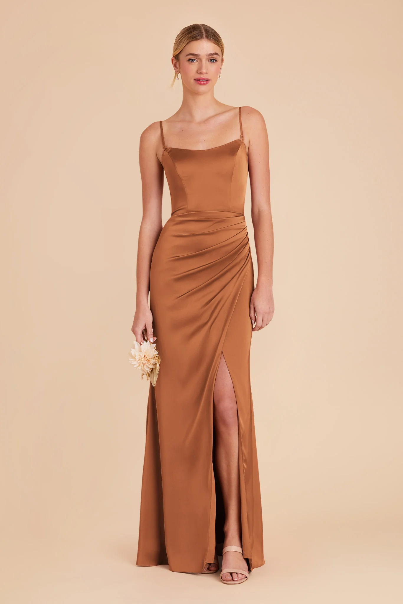 Anne Matte Satin Dress - Rust - necksoother