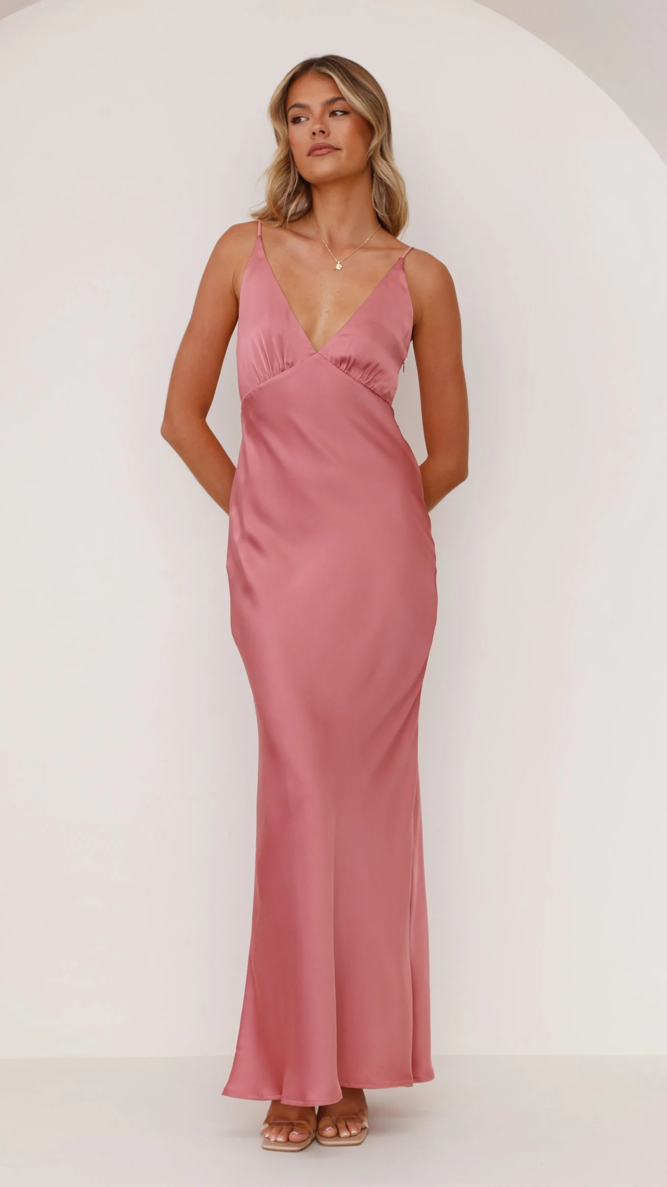 Ziah Maxi Dress - Baked Rose - necksoother