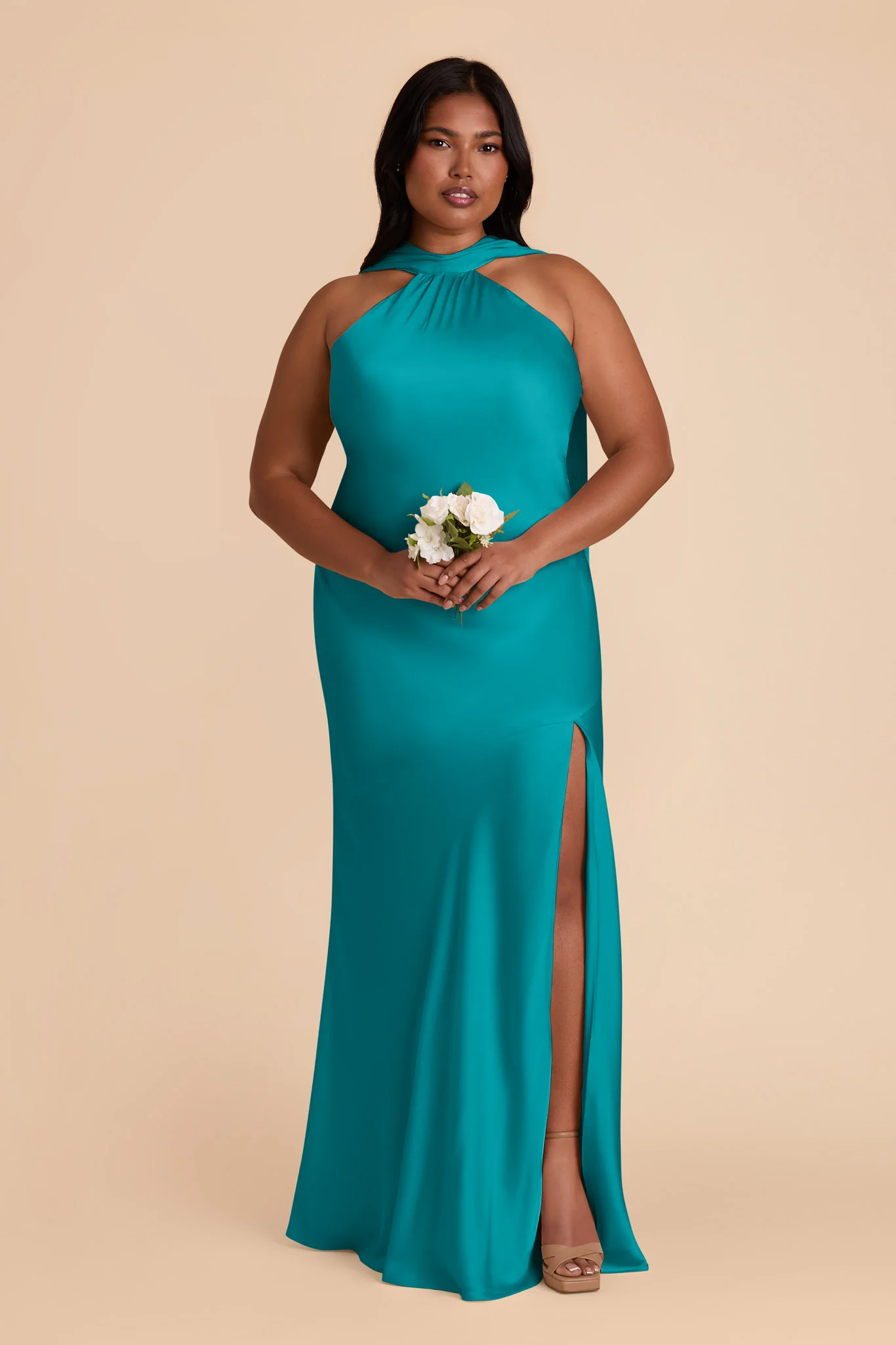Eileen Matte Satin Dress - Teal - necksoother