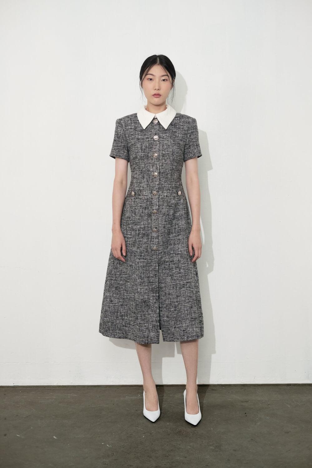 Gomez Folded Collar Dress - necksoother