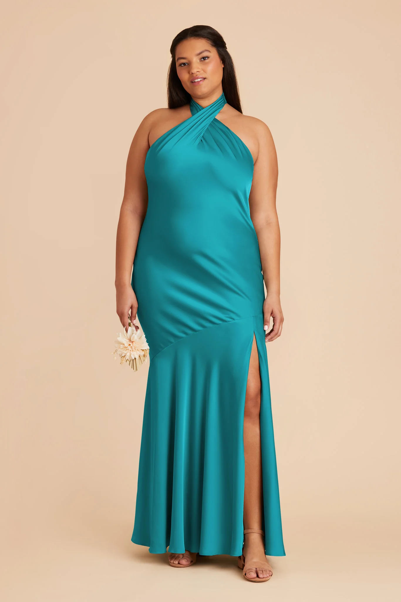 Stephanie Matte Satin Dress - Teal - necksoother