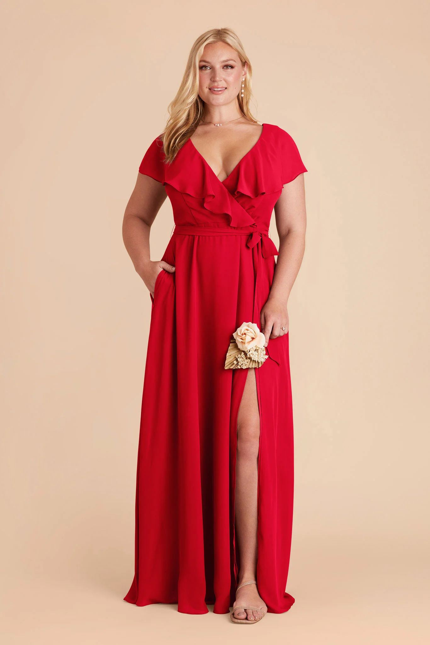 Jackson Chiffon Dress - Ruby Red - necksoother