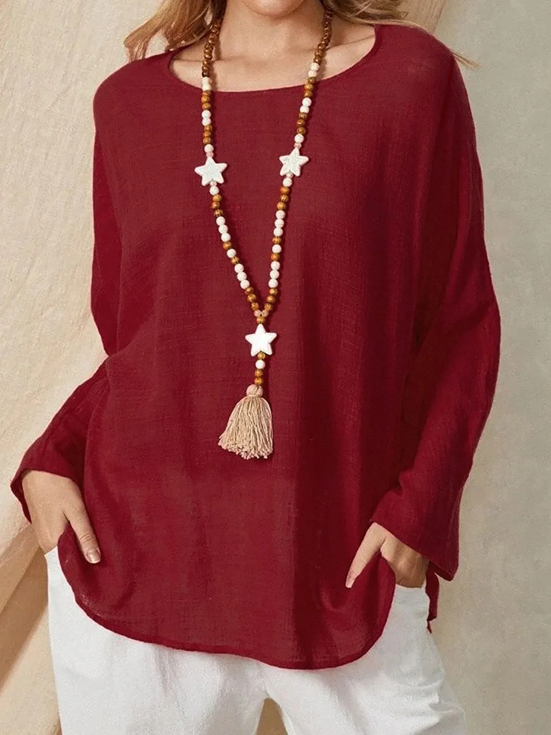Round Neck Long Sleeve T-Shirt - necksoother