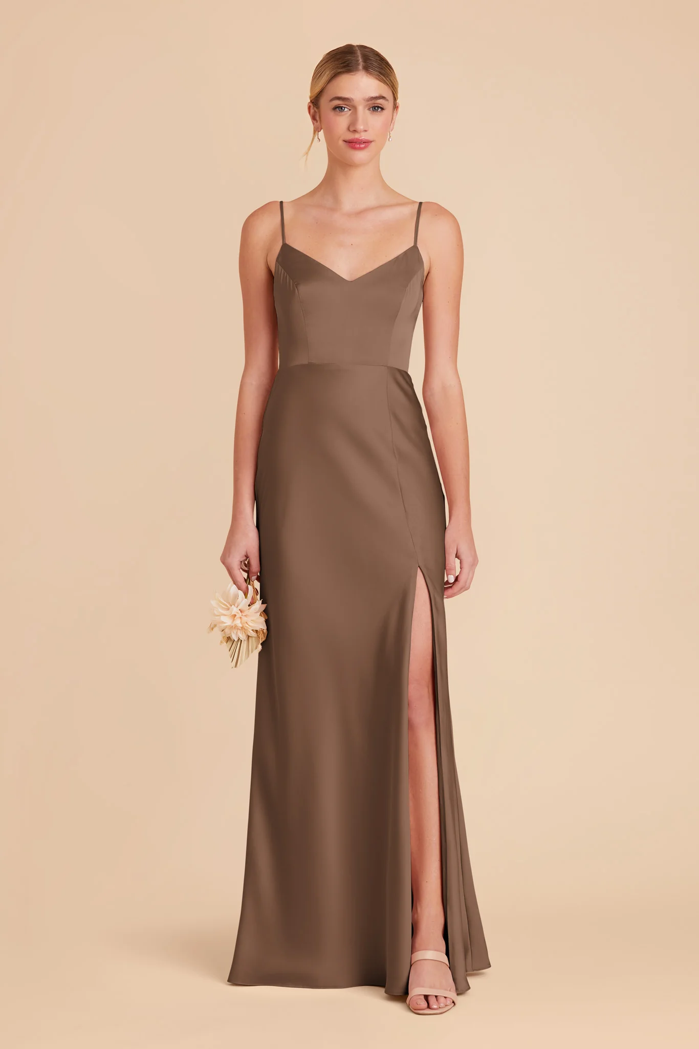 Jay Matte Satin Dress - Mocha - necksoother