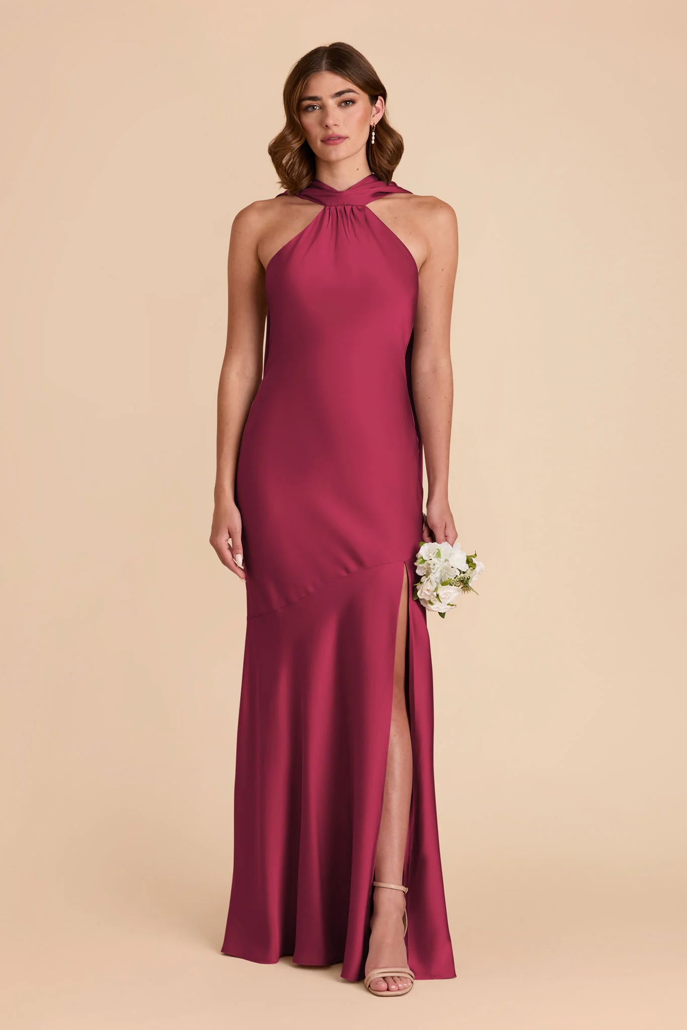 Eileen Matte Satin Dress - Berry - necksoother