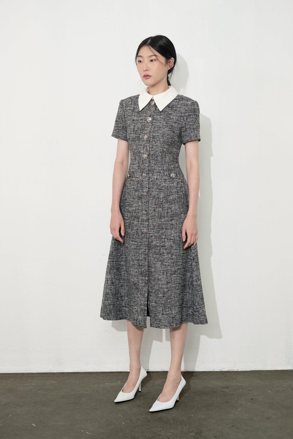 Gomez Folded Collar Dress - necksoother