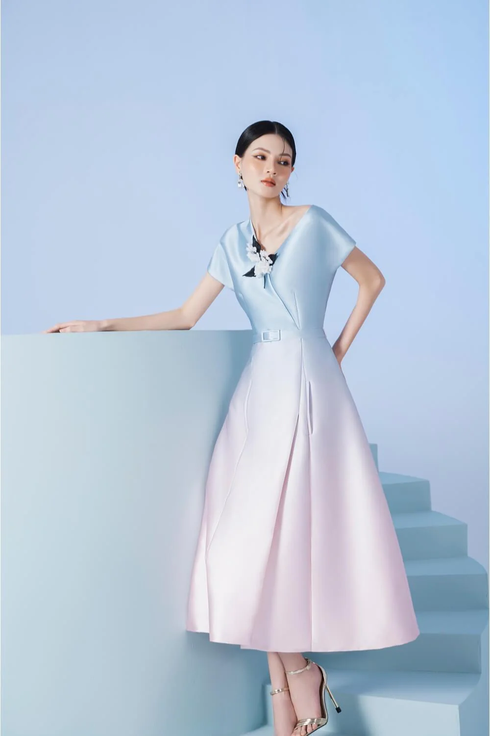Endee Asymmetric Shoulder Dress - necksoother
