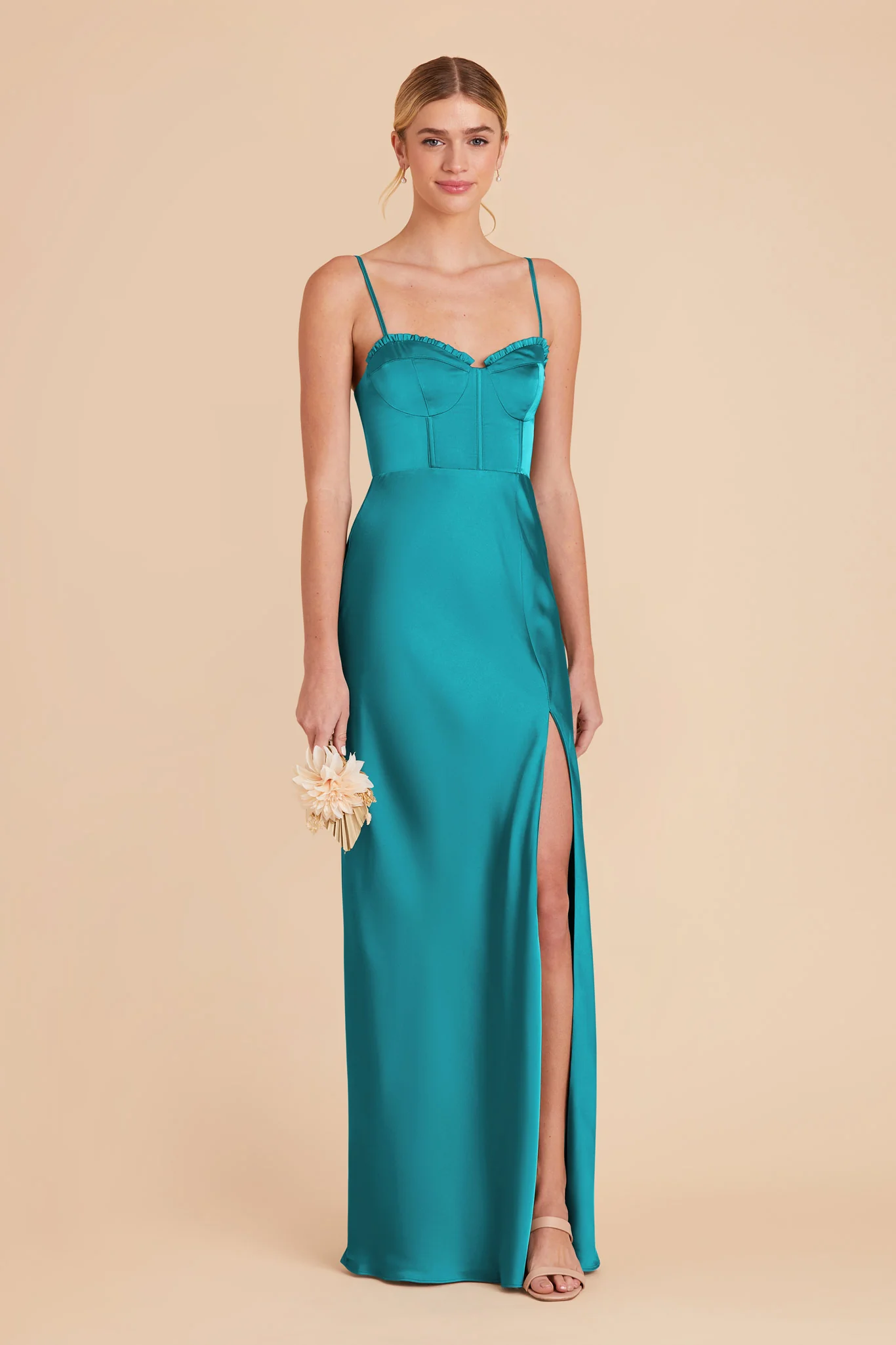 Jessica Matte Satin Dress - Teal - necksoother