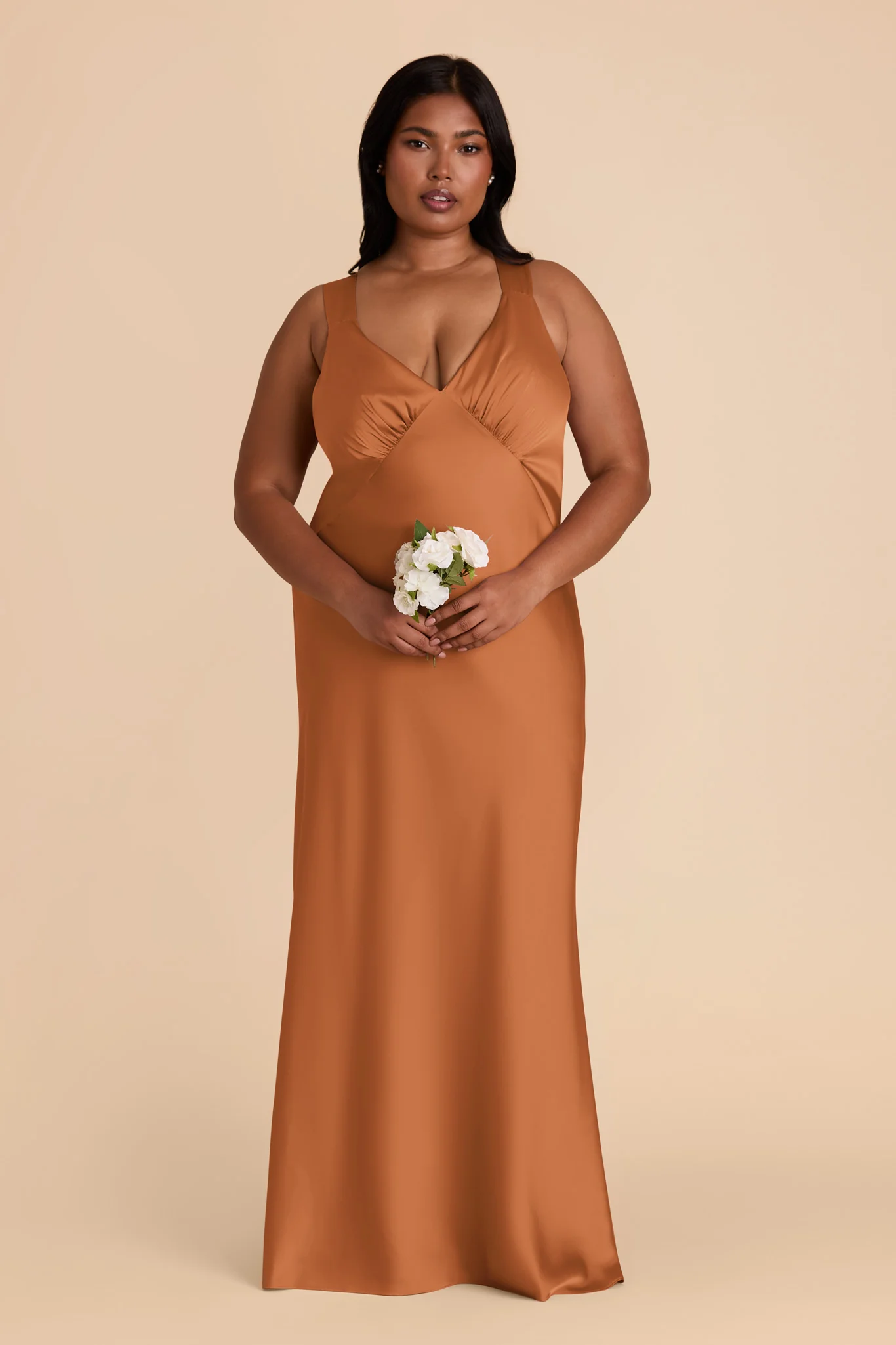 Veronica Matte Satin Dress - Rust - necksoother