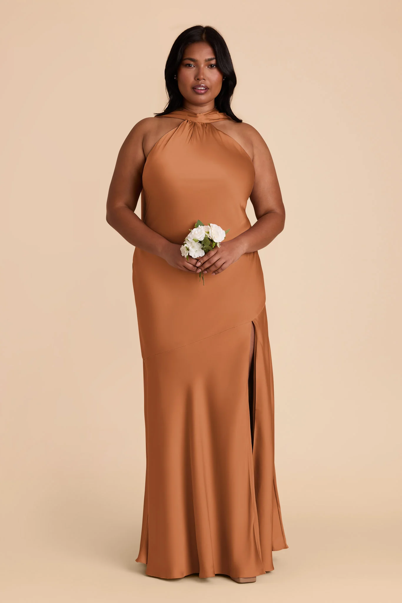 Eileen Matte Satin Dress - Rust - necksoother