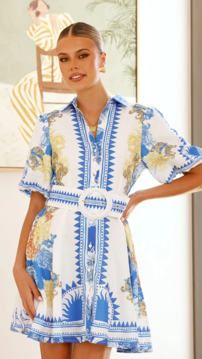Sahar Mini Dress - Blue Doll - necksoother