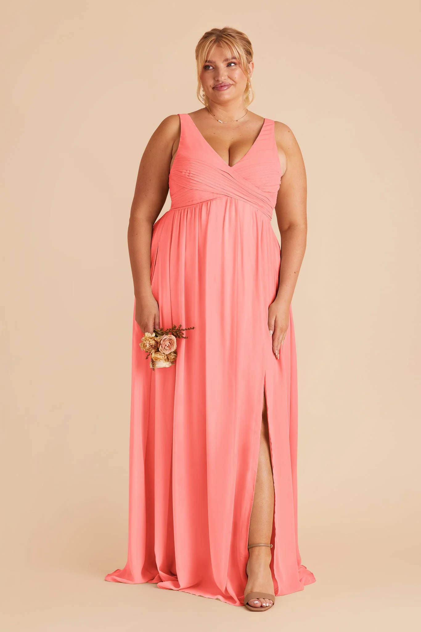 Laurie Empire Dress - Coral Pink - necksoother