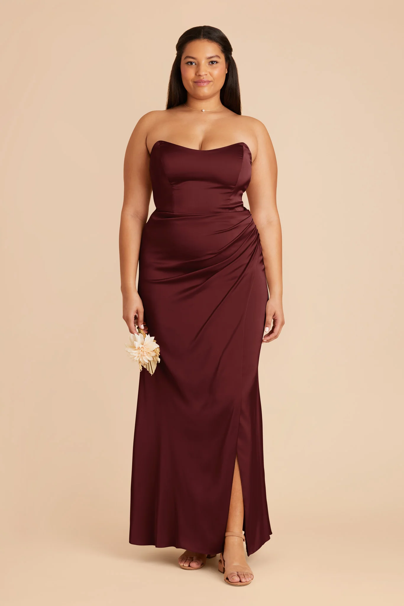 Anne Matte Satin Dress - Cabernet - necksoother