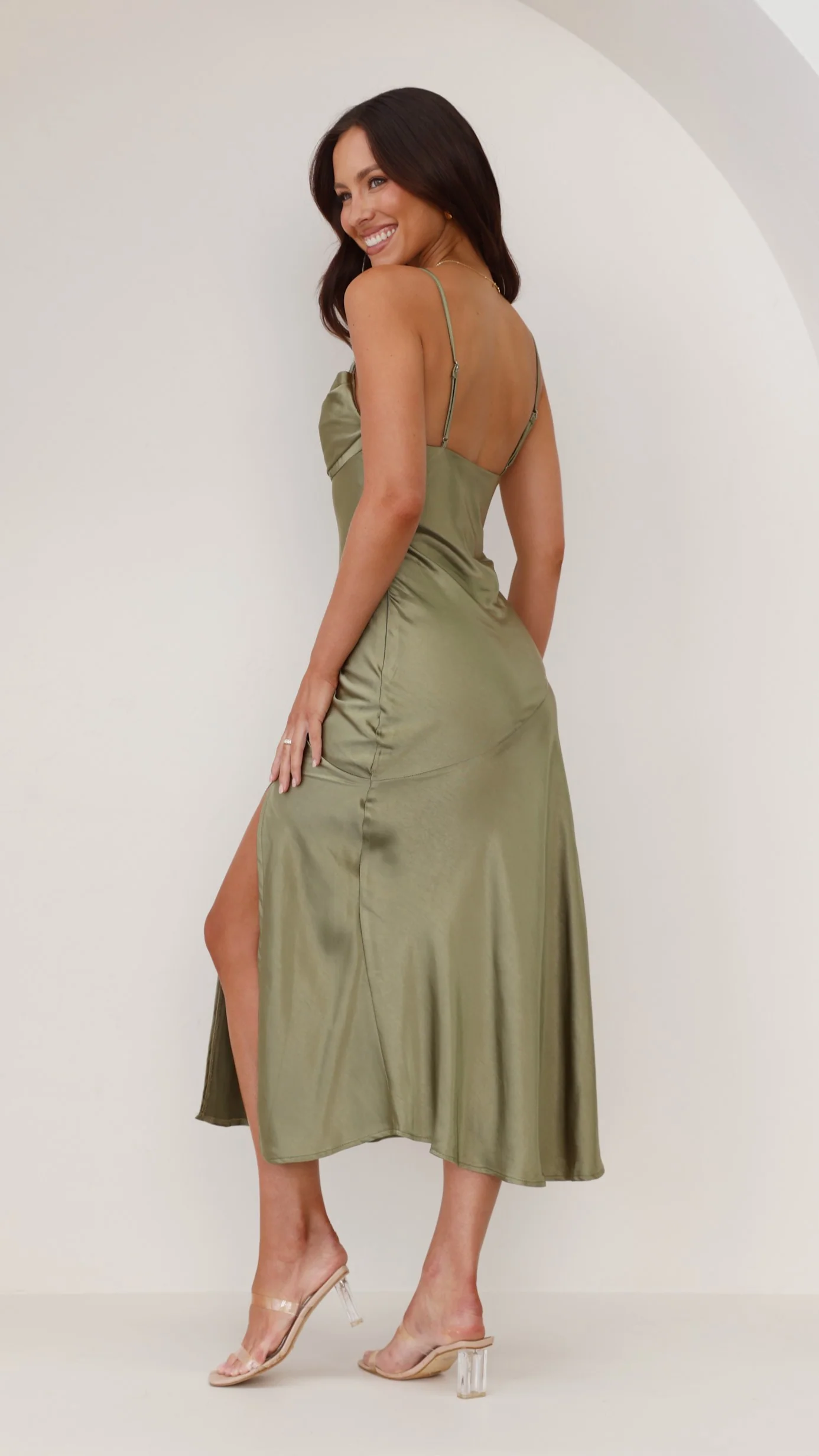 Celina Midi Dress - Olive - necksoother