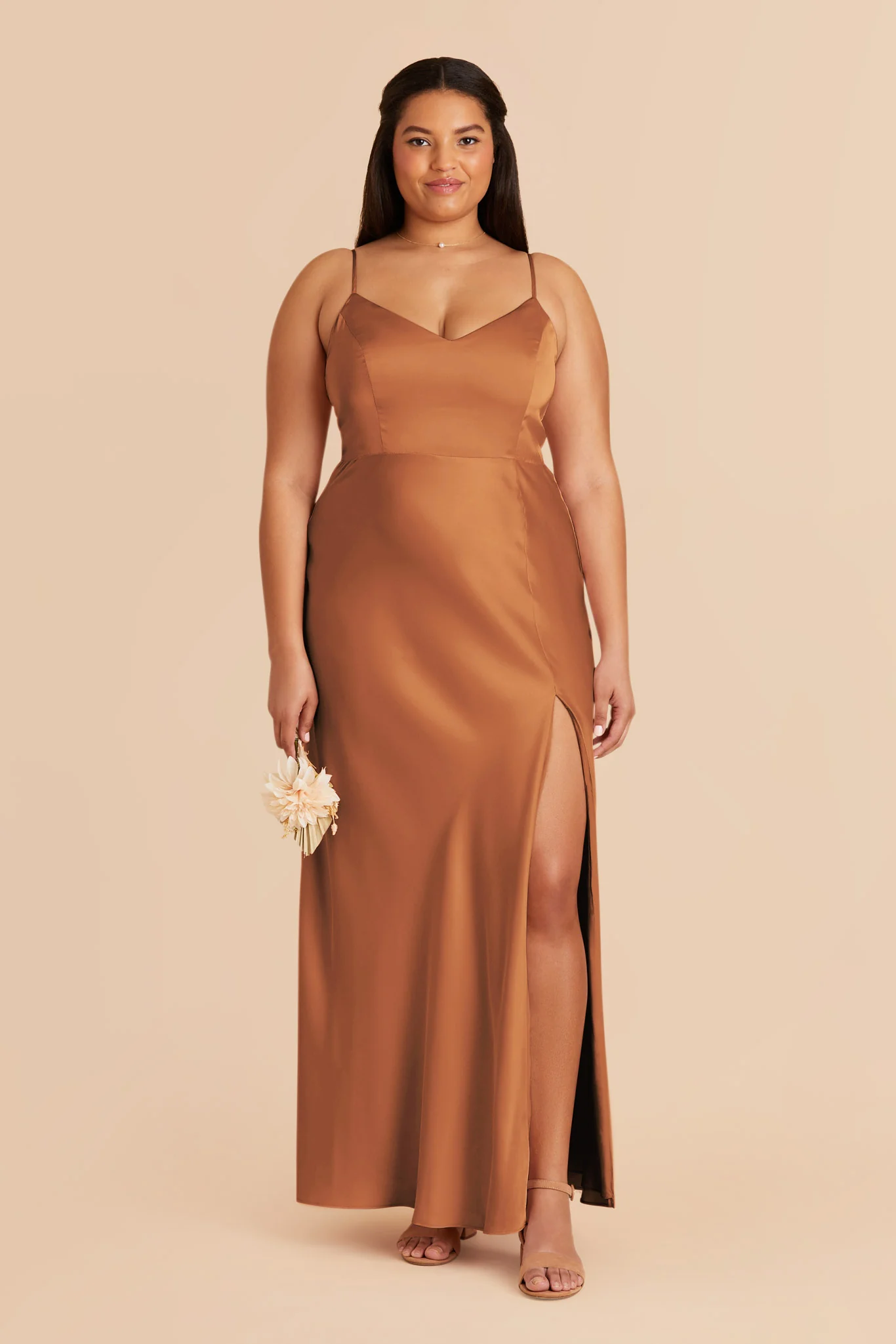 Jay Matte Satin Dress - Rust - necksoother