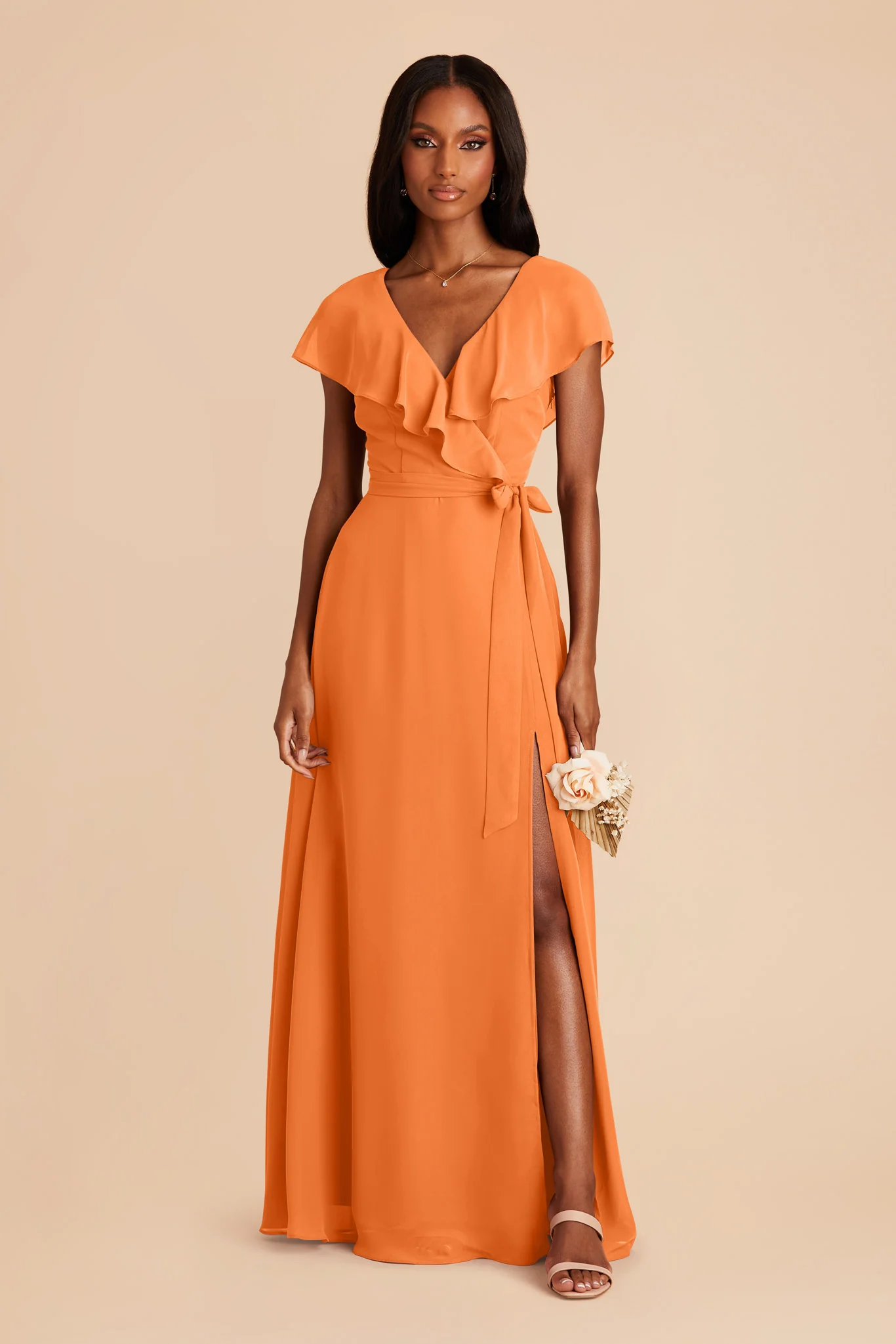 Jackson Chiffon Dress - Apricot - necksoother